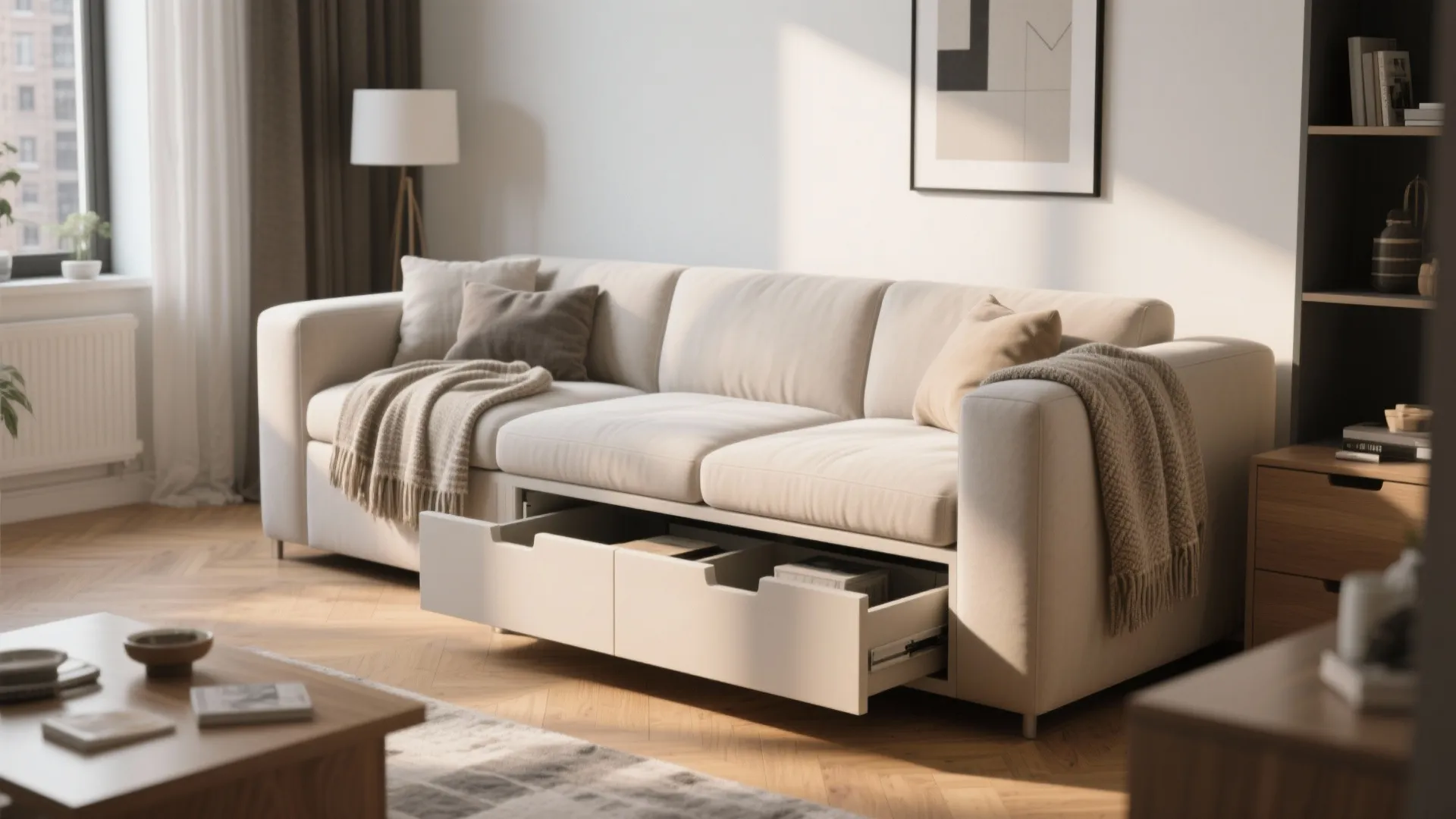 Minimalist Sofa with Hidden Storage