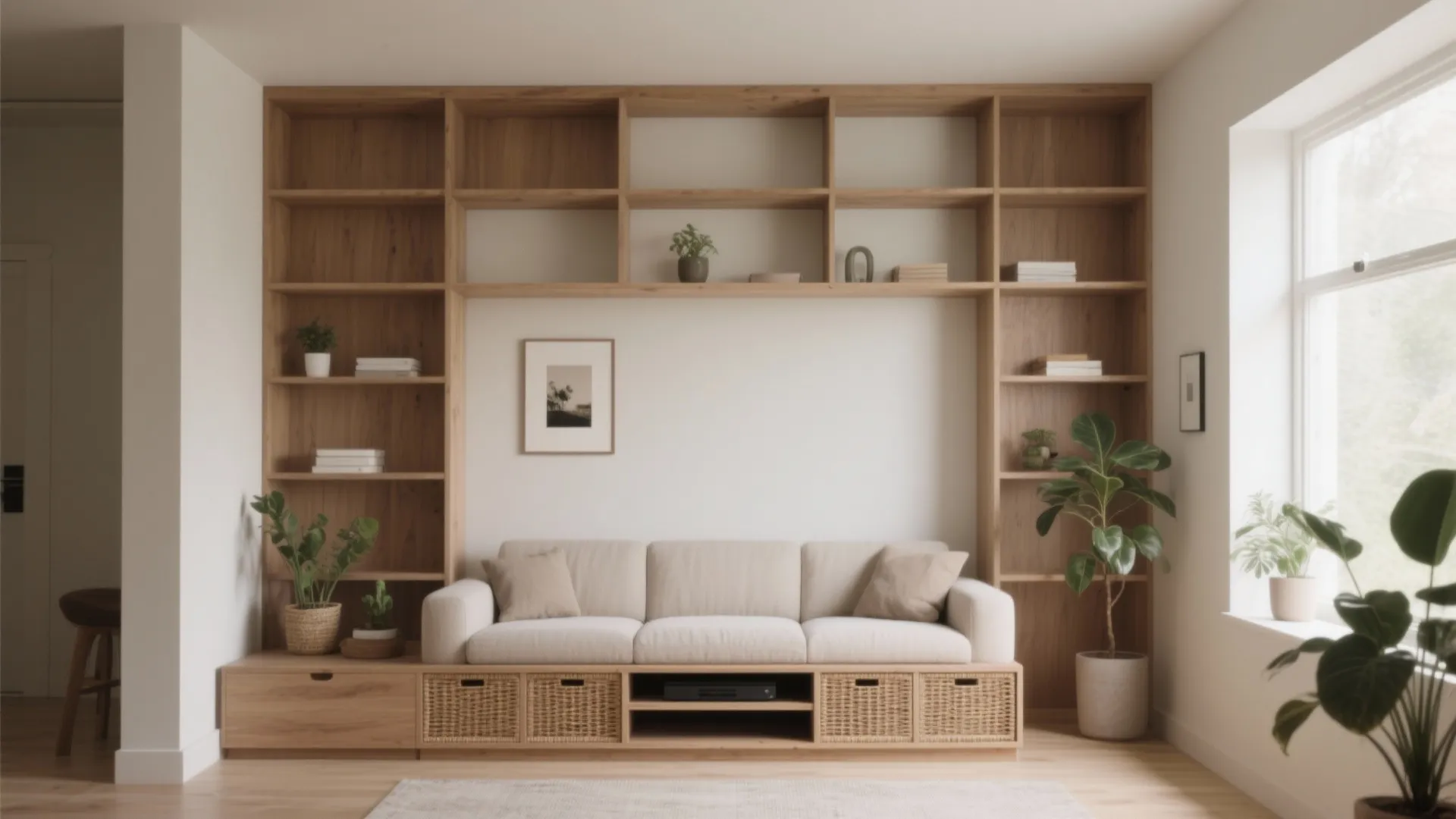 Minimalist storage for a small living room