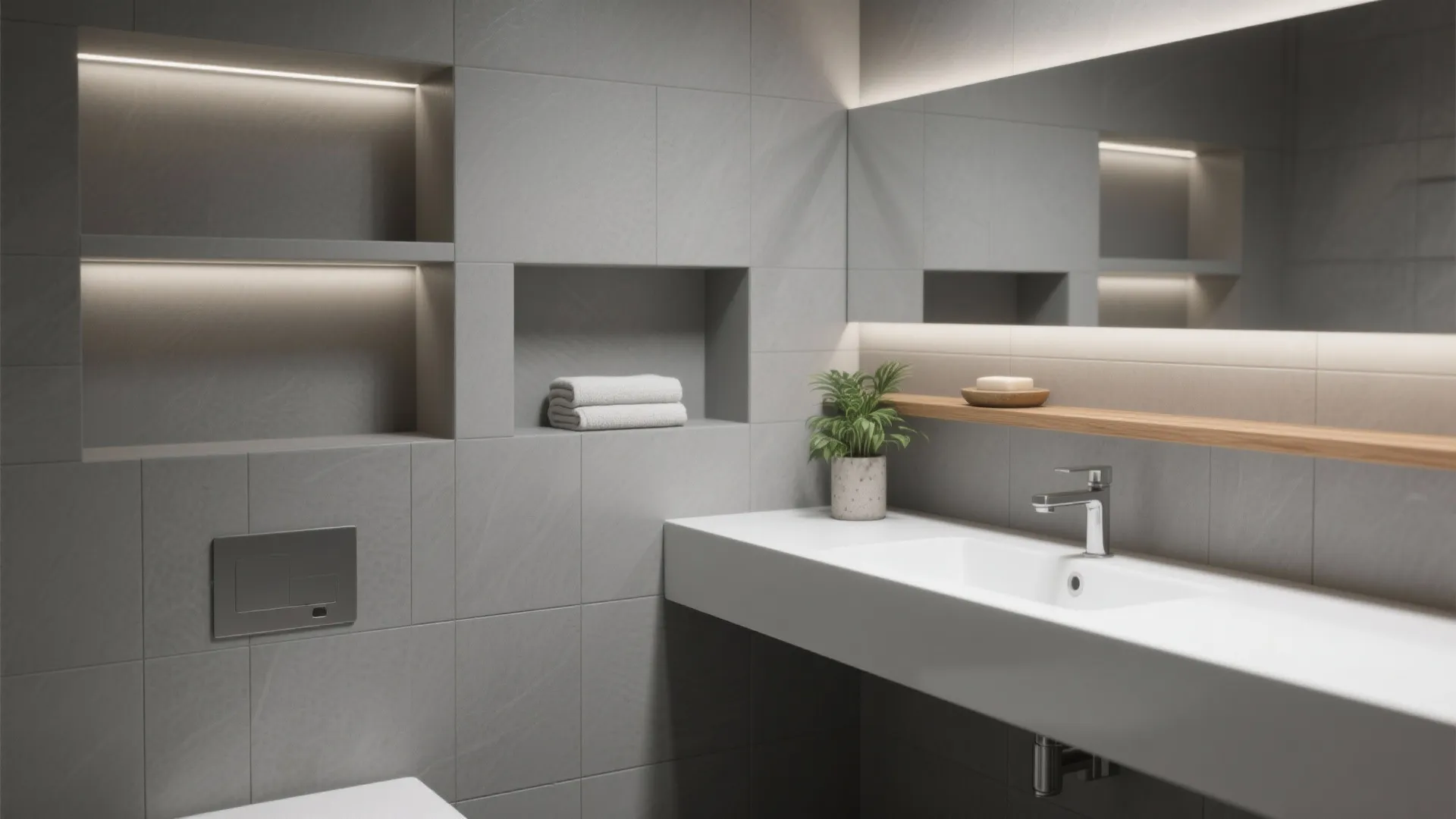 Minimalist Grey Bathroom Storage