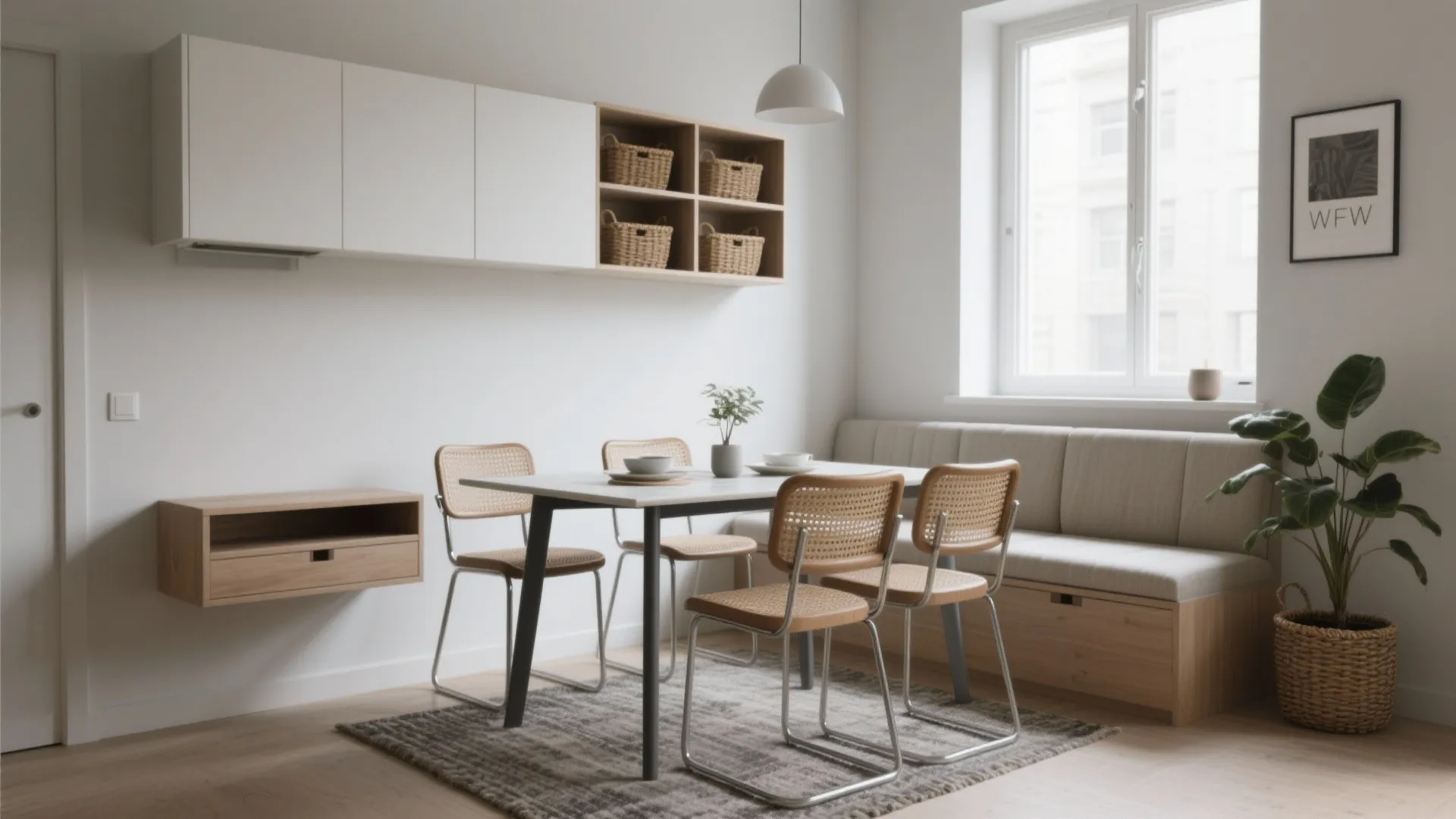 Minimalist dining with smart storage