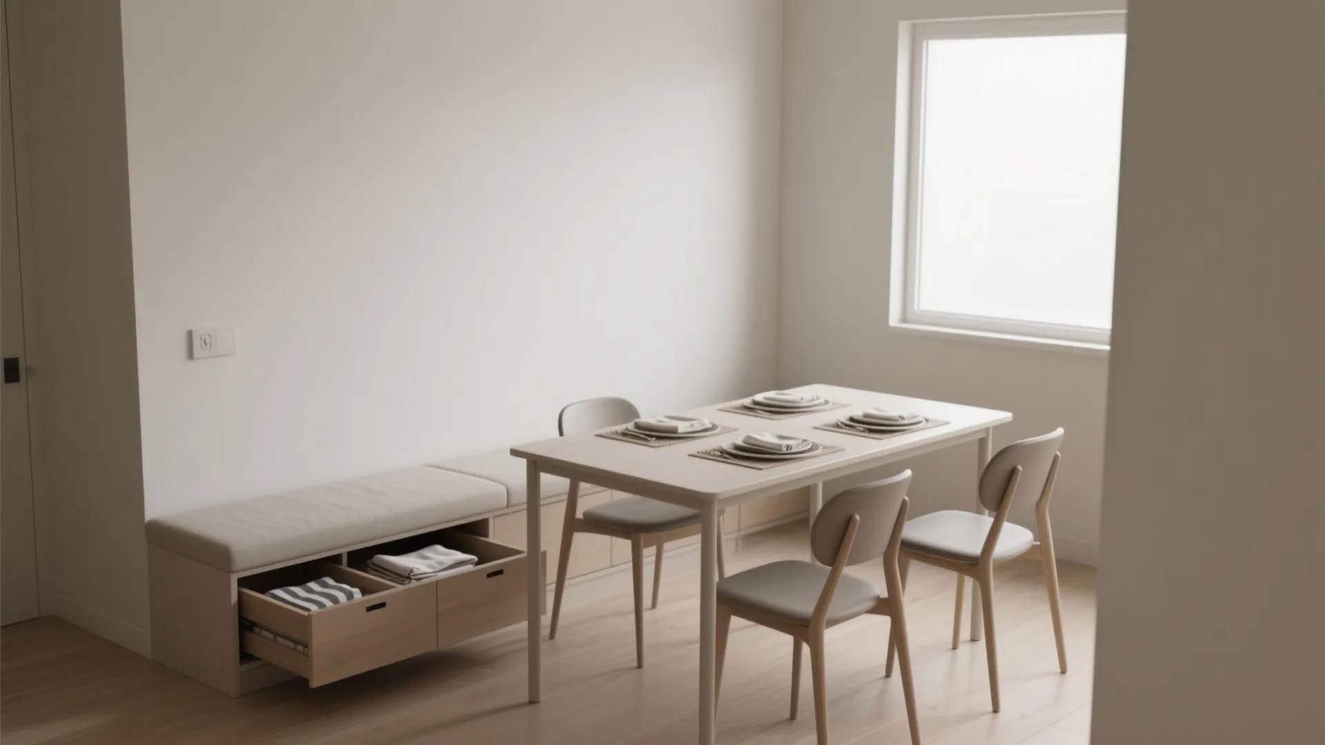 Minimalist dining storage design