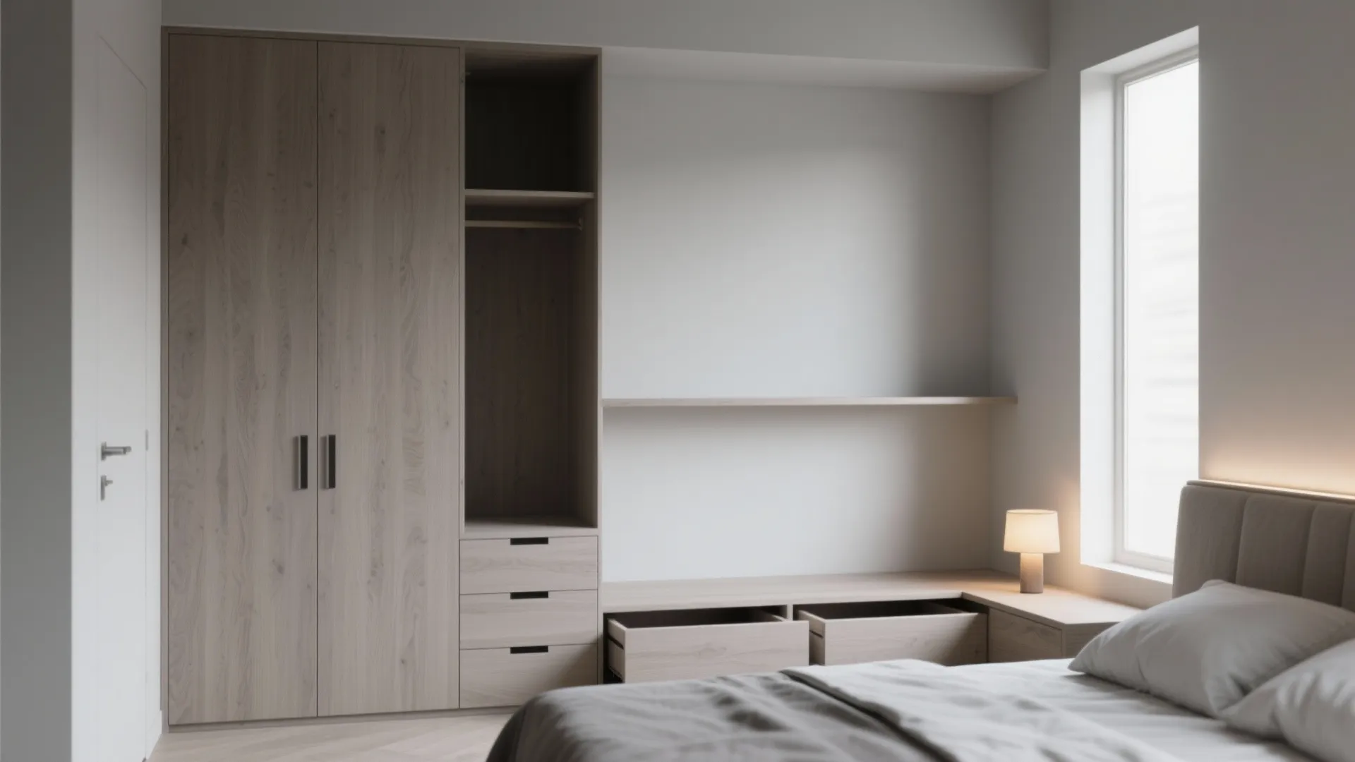 Minimalist bedroom storage