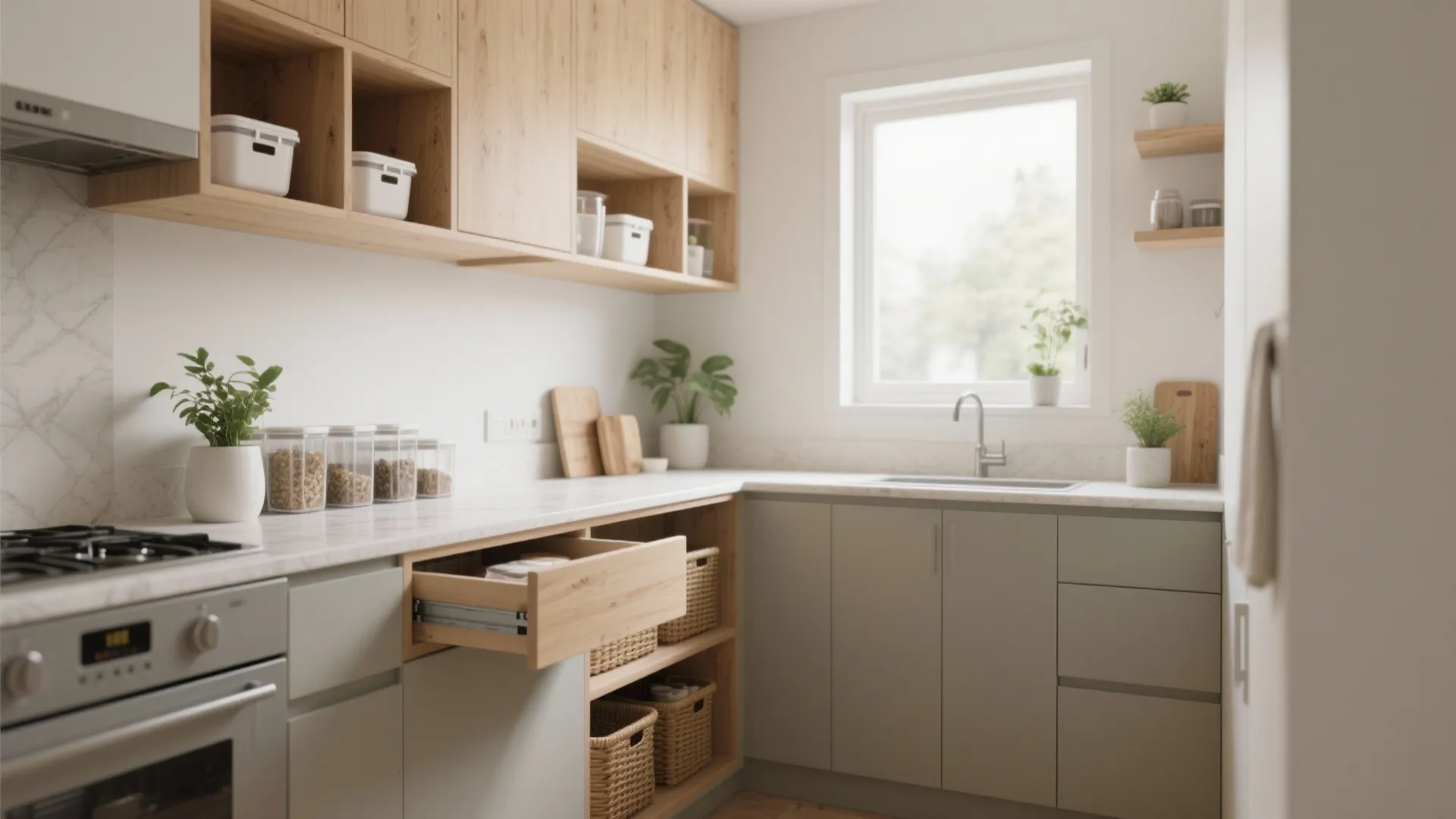 [Section: Minimalist kitchen storage]