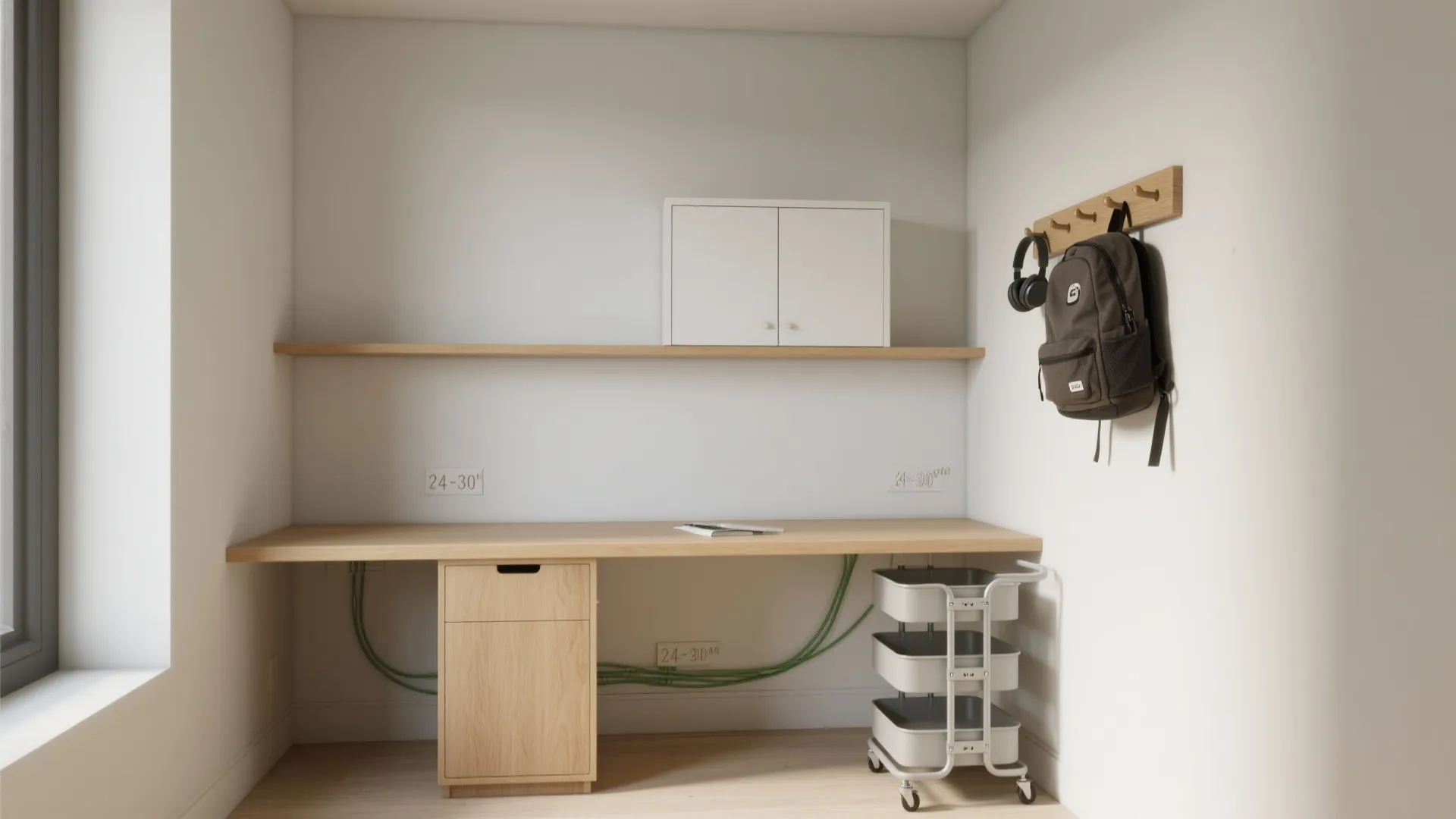Minimalist study storage that calms the eye