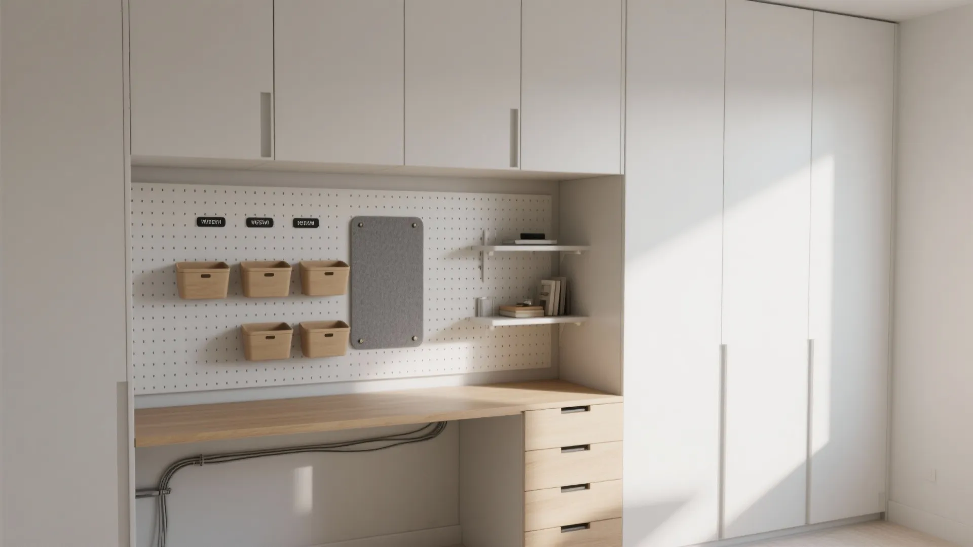 Minimalist study room storage