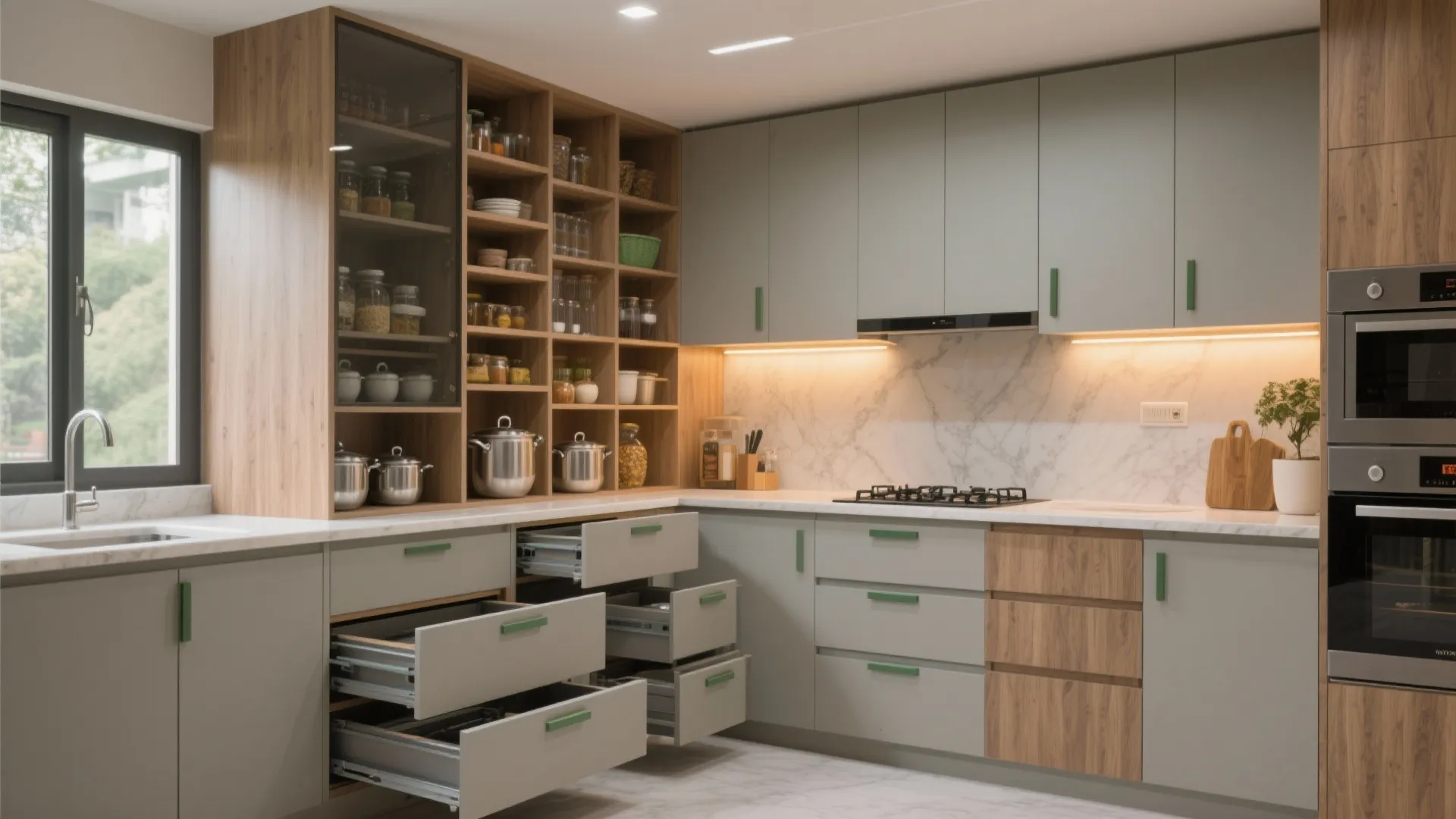 Minimalist Kitchen Storage That Serves A 4 BHK Household