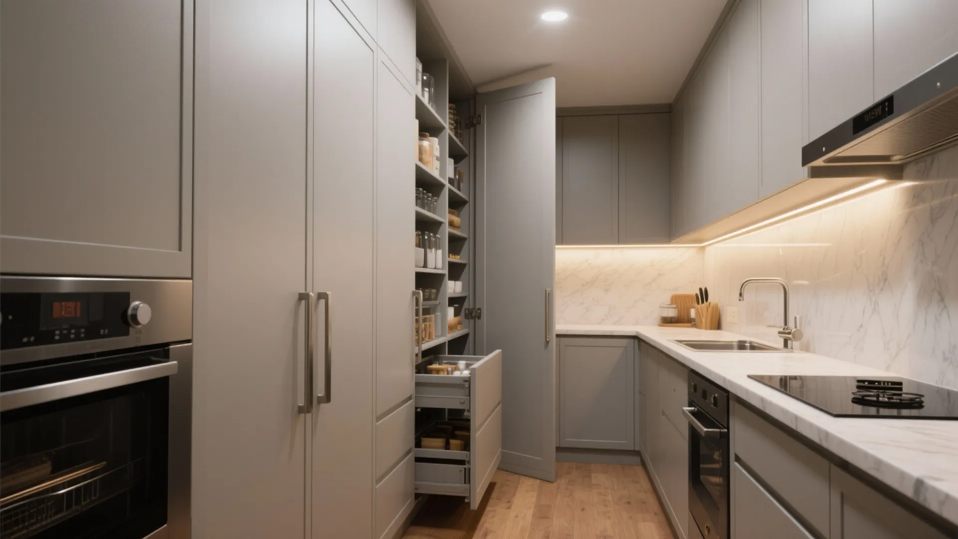 Minimalist kitchen storage for urban luxury