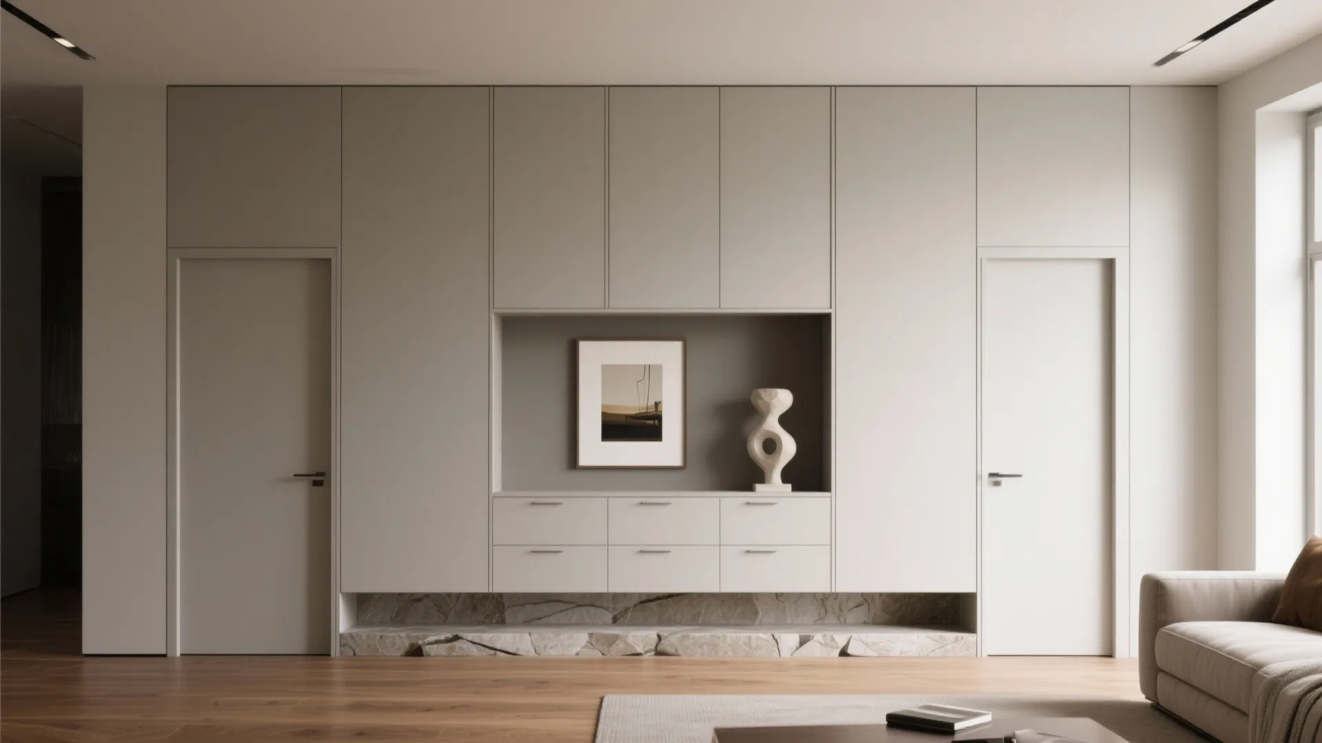 Minimalist Storage Walls with Gallery Precision