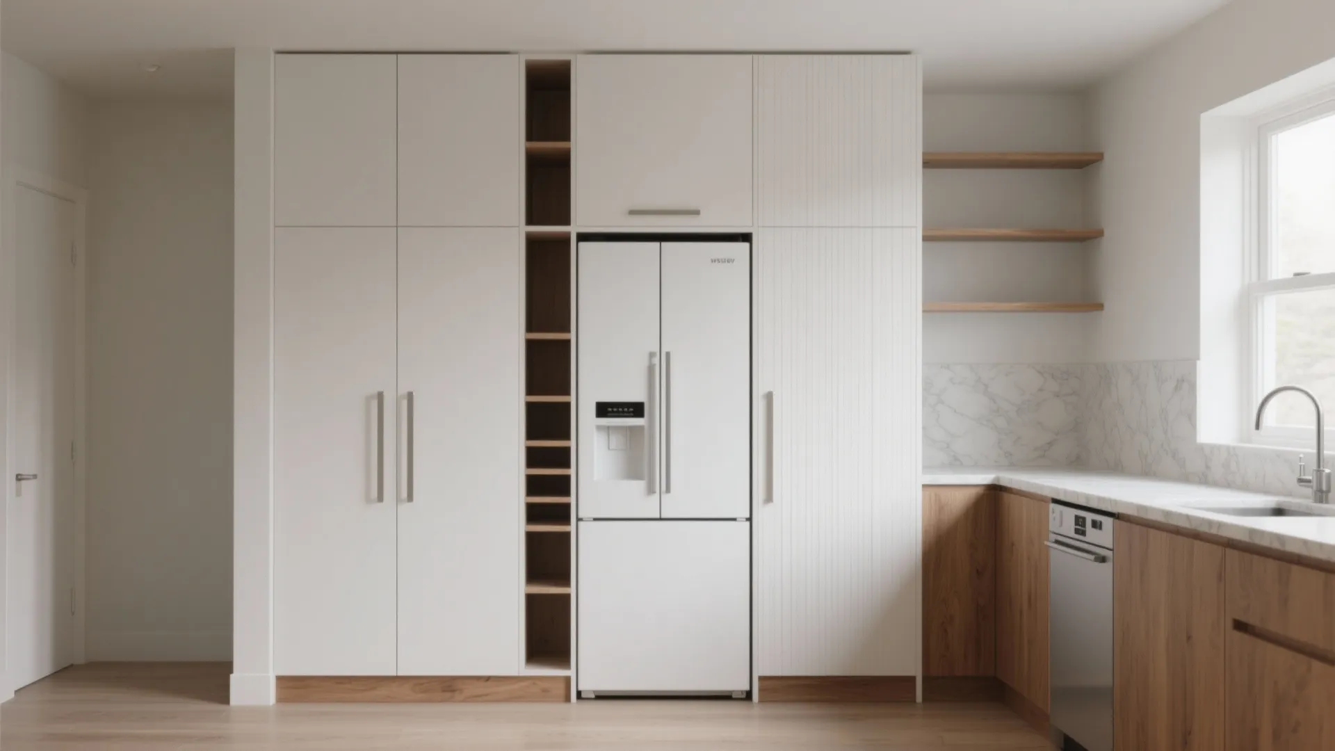 Minimalist kitchen storage that hides the visual noise