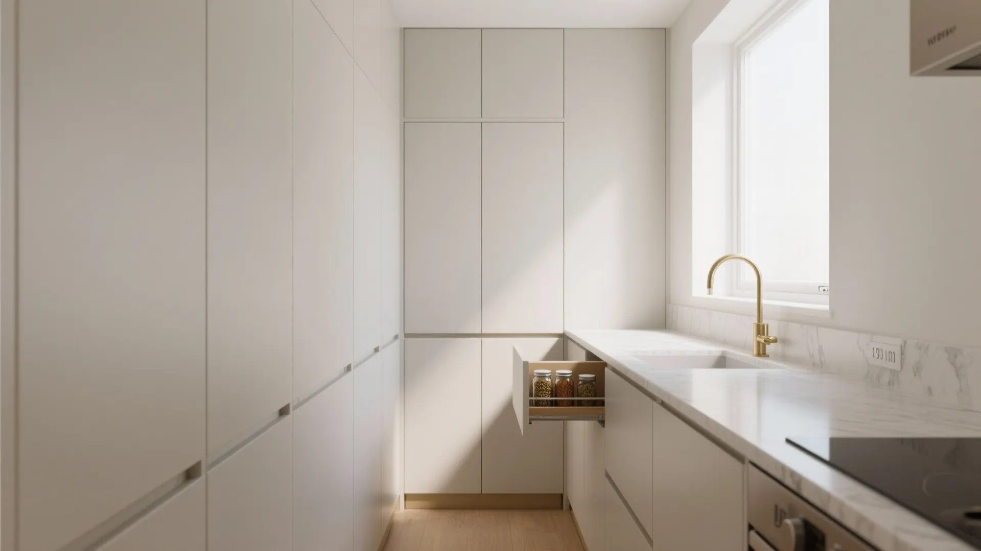 Minimalist kitchen storage that actually hides clutter