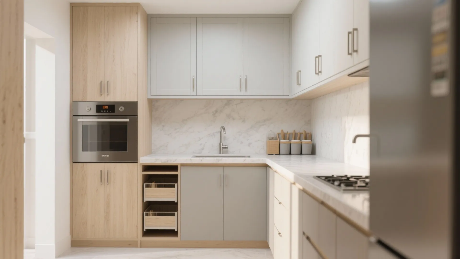 Minimalist Kitchen Storage for a 1 BHK