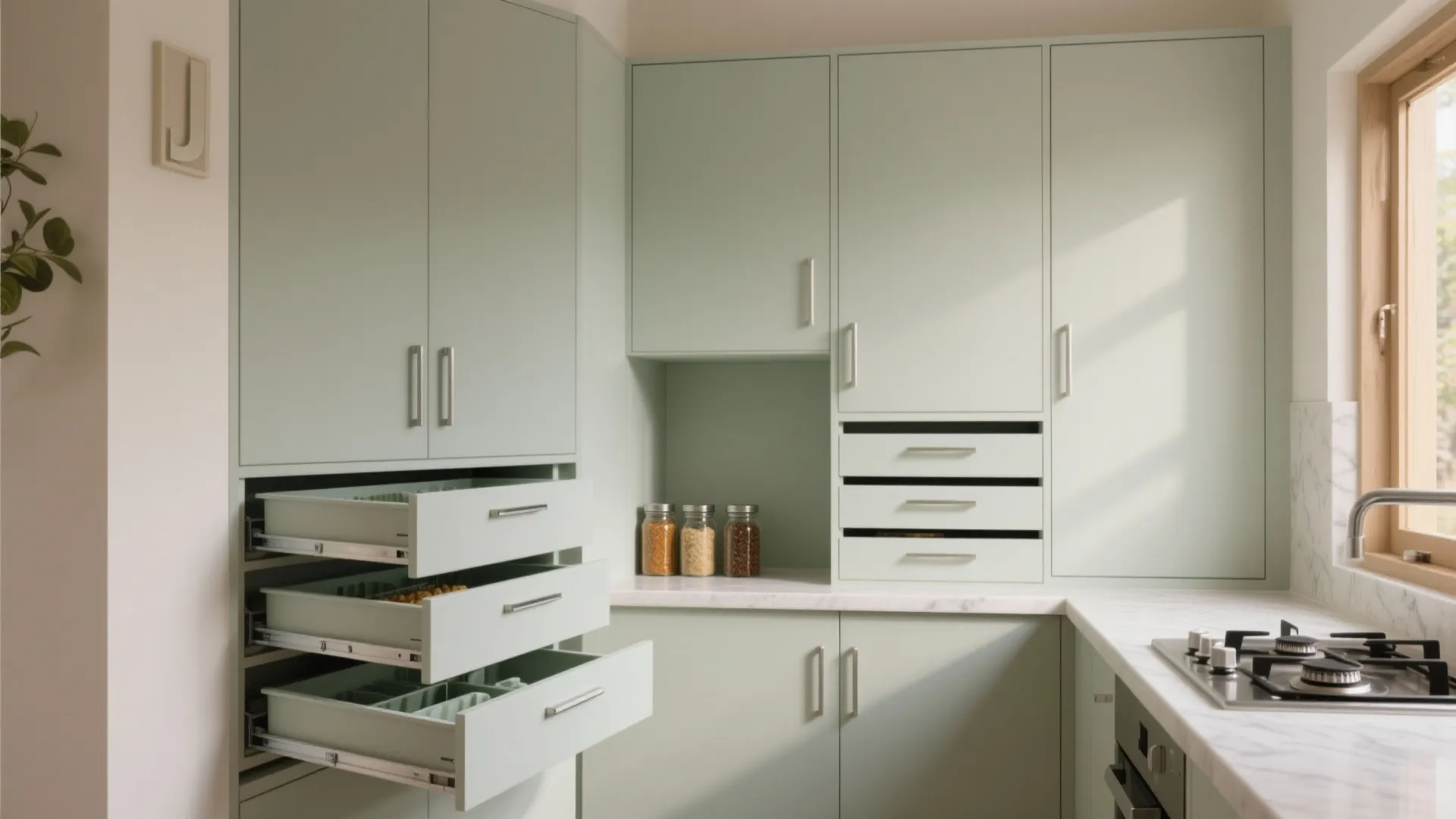 Minimalist Kitchen Storage for a 2 BHK