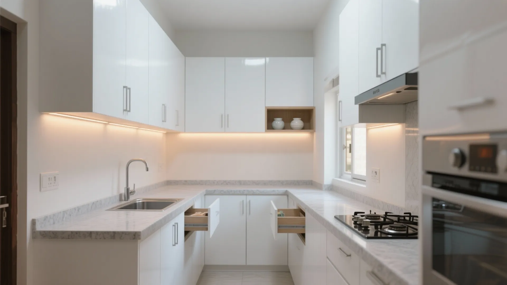 Minimalist Kitchen Storage for a 2 BHK