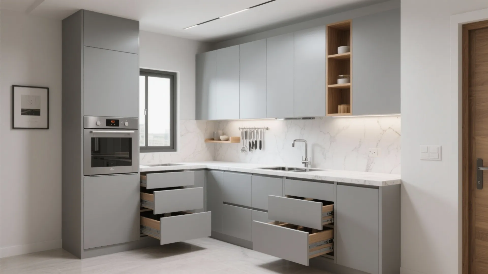 Minimalist Kitchen Storage for 2 BHK Flats
