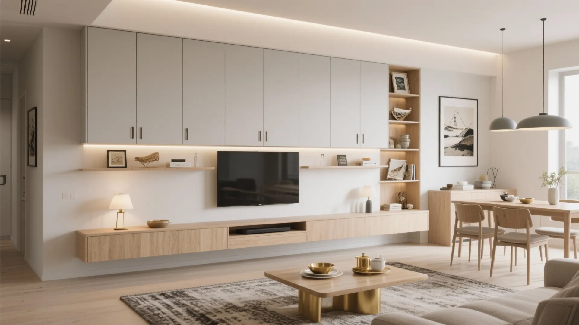 Minimalist Storage for the Living-Dining Core