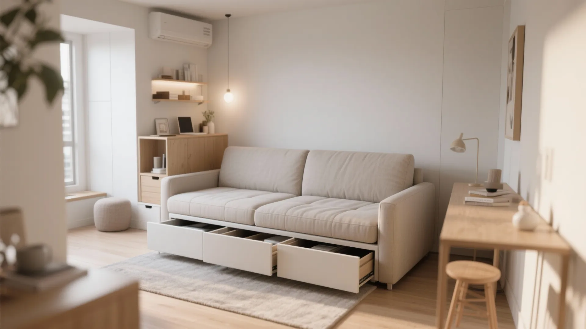 1. Minimalist Futon with Hidden Storage