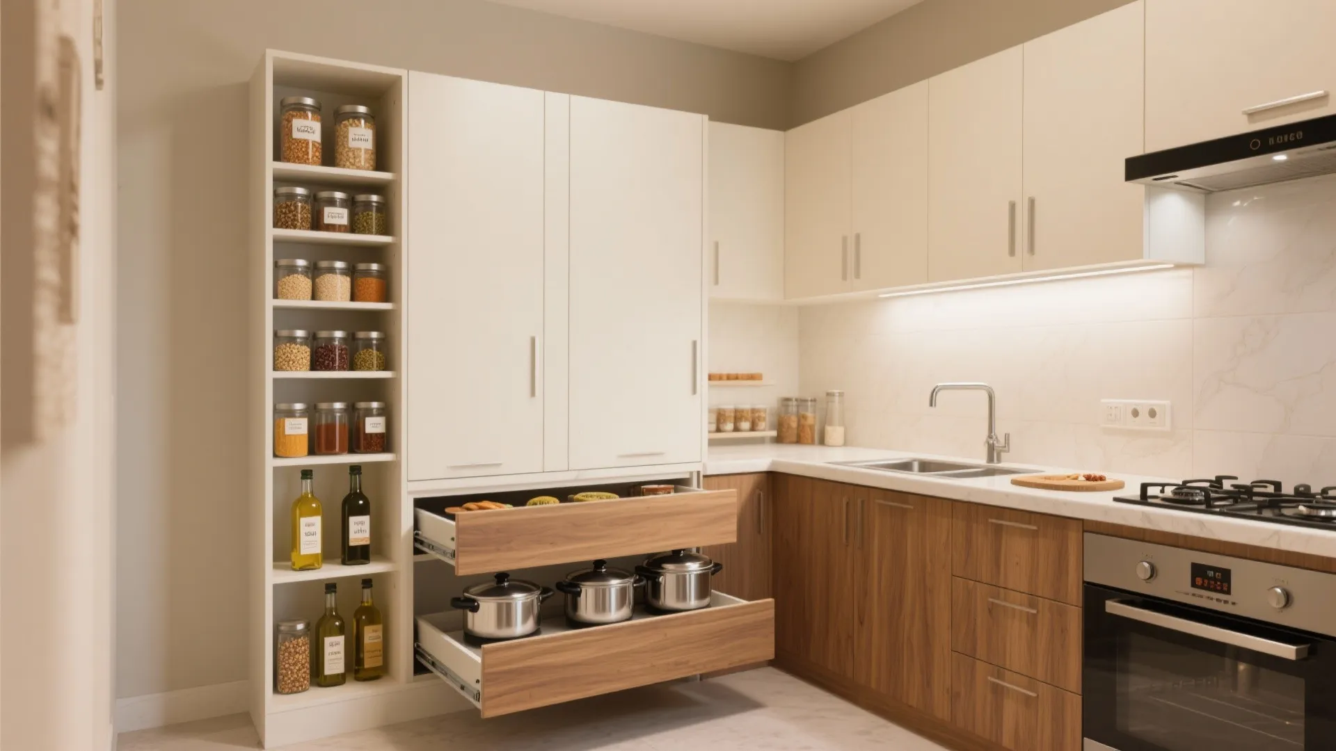 Minimalist storage that works for Indian kitchens