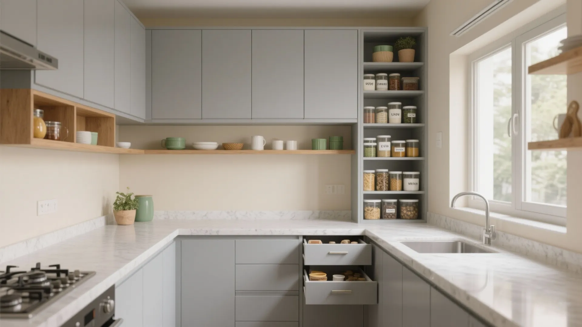 Minimalist kitchen storage for calm mornings
