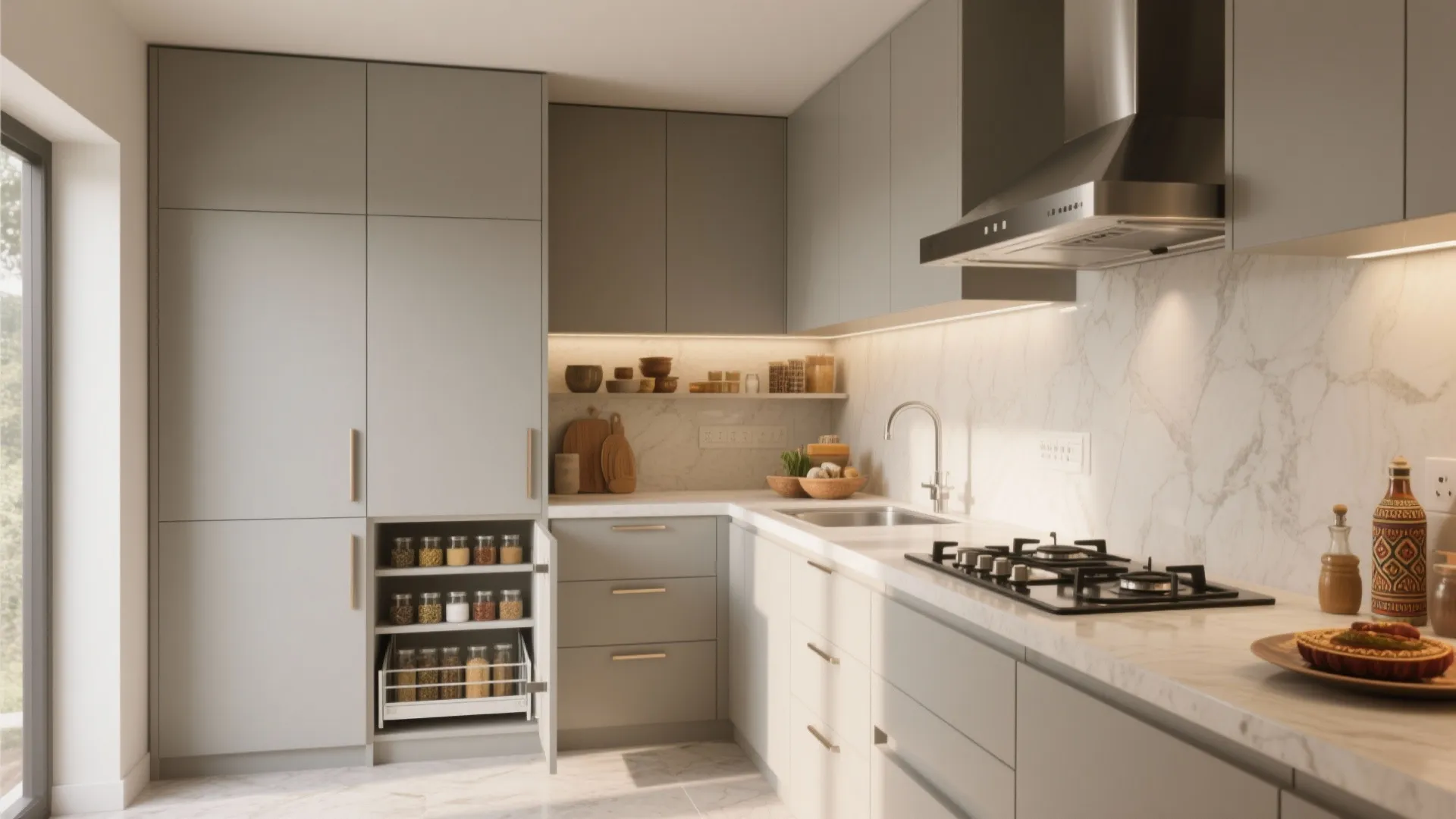 Minimalist Storage in a Compact Kitchen
