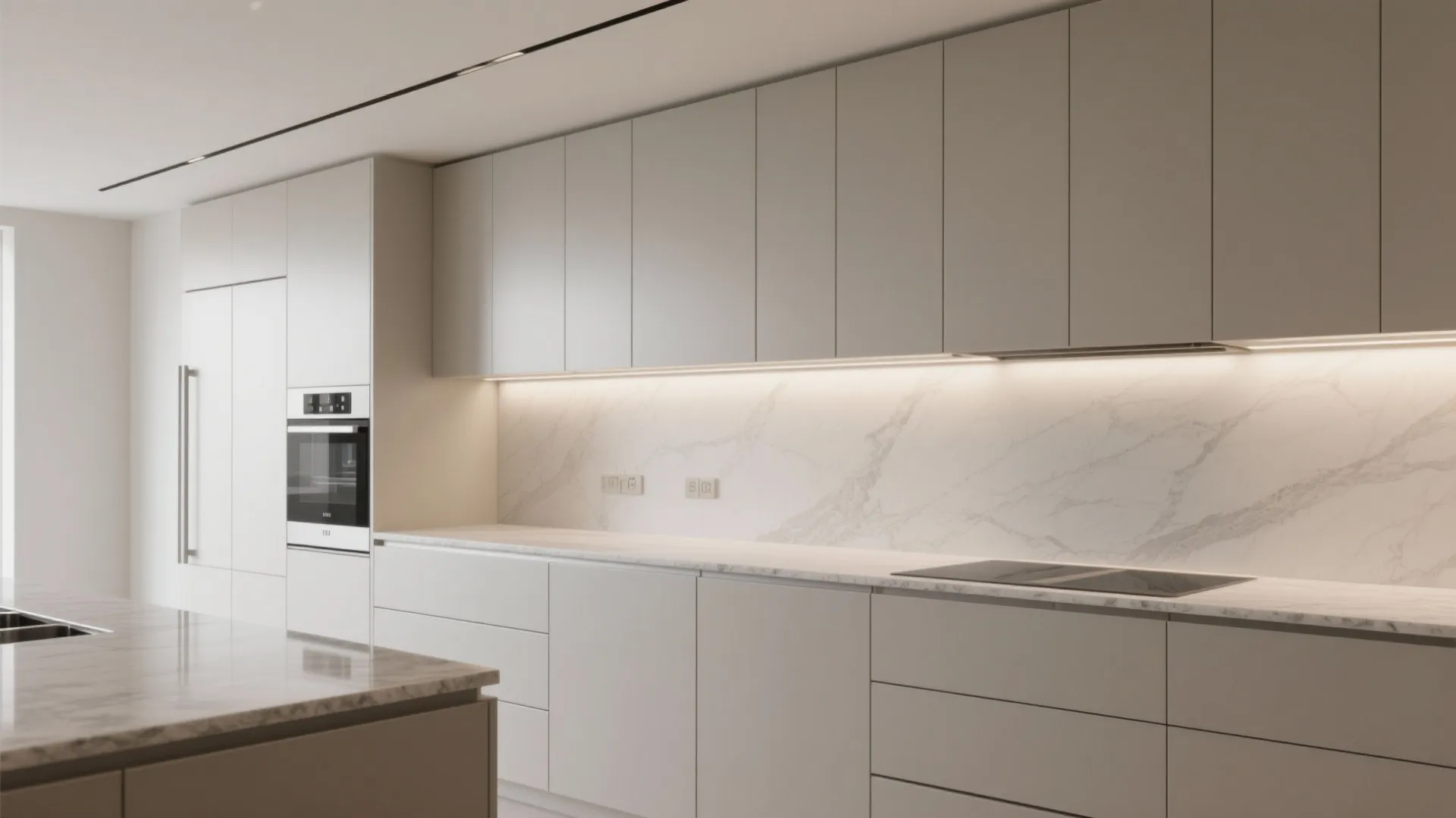Minimalist Kitchen Storage with Concealed Lines
