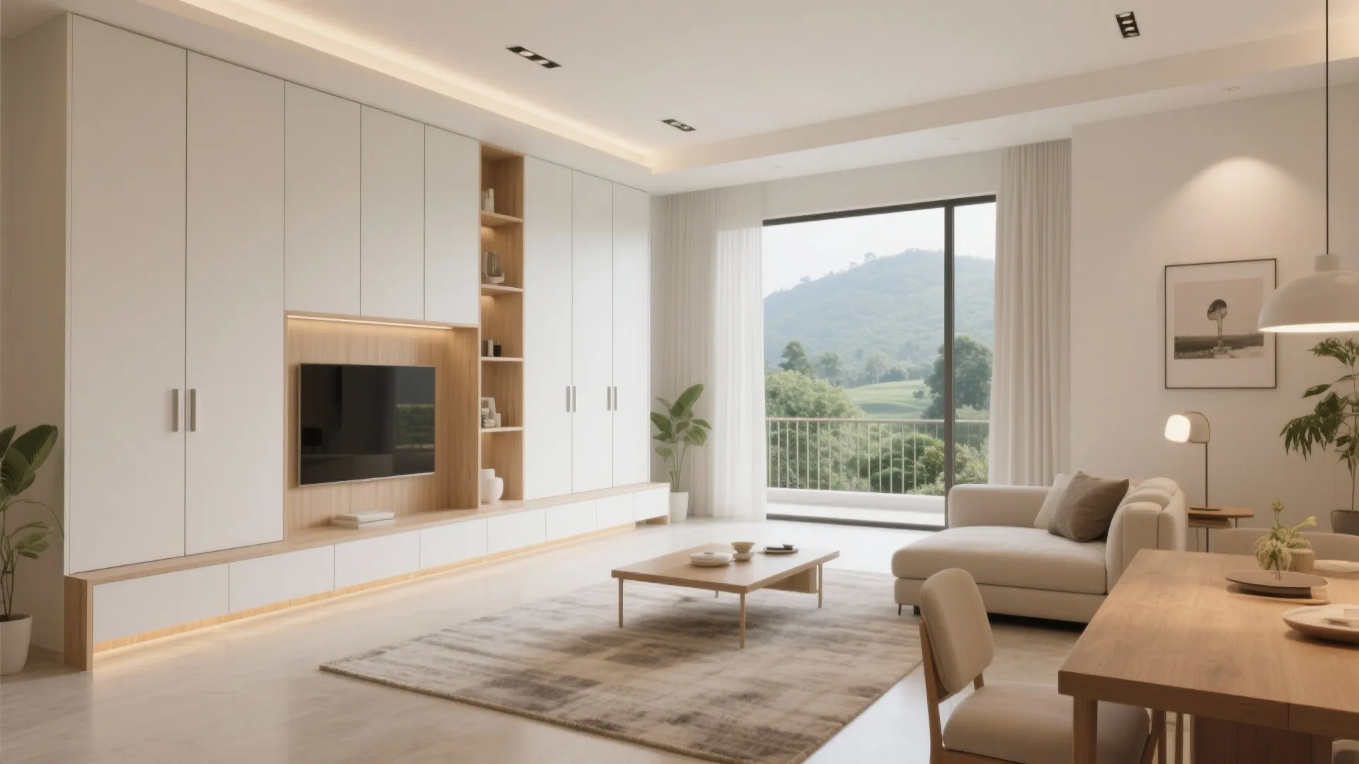 Minimalist storage for a calmer living-dining