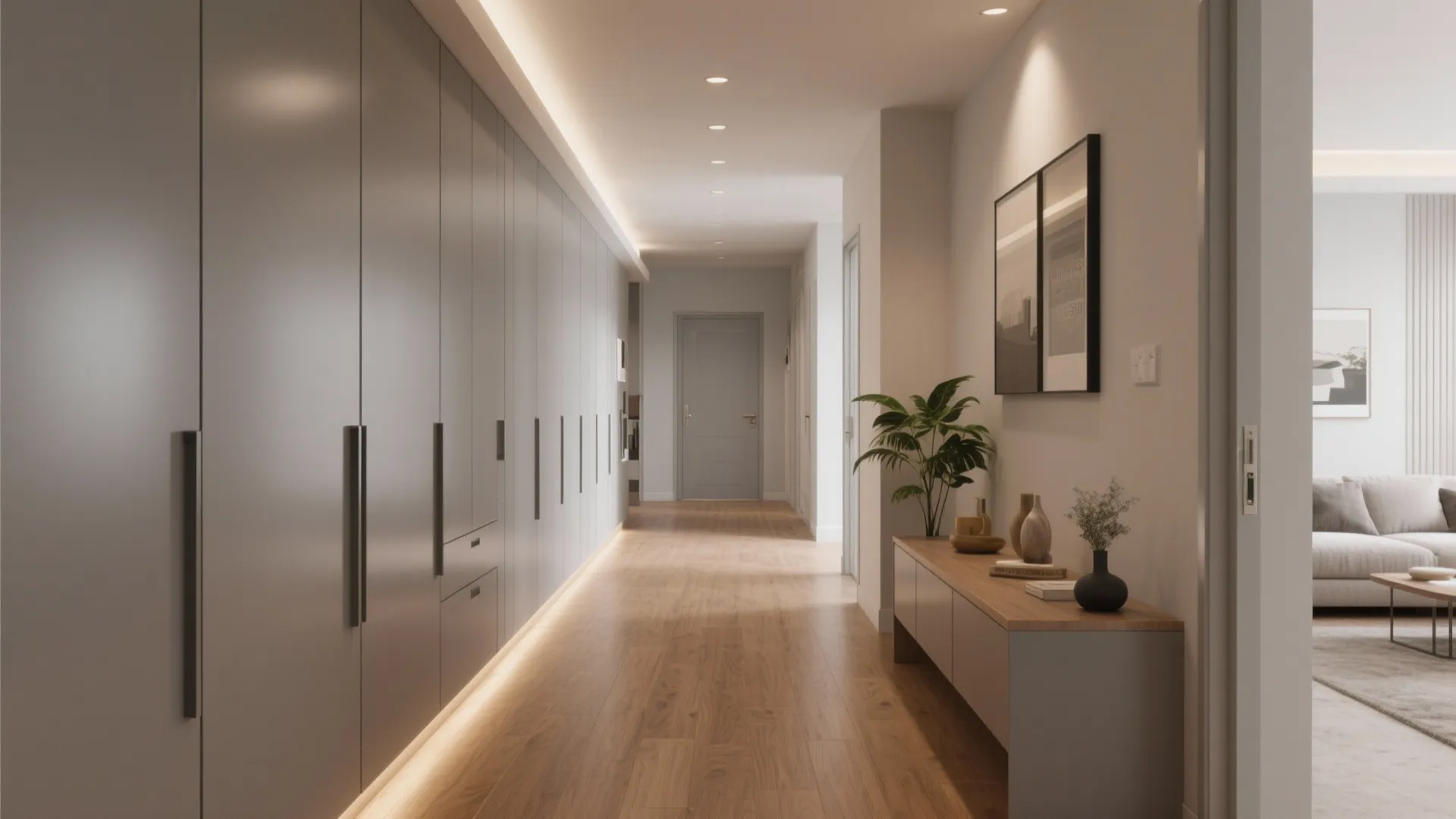 Minimalist storage for a calmer 3 BHK