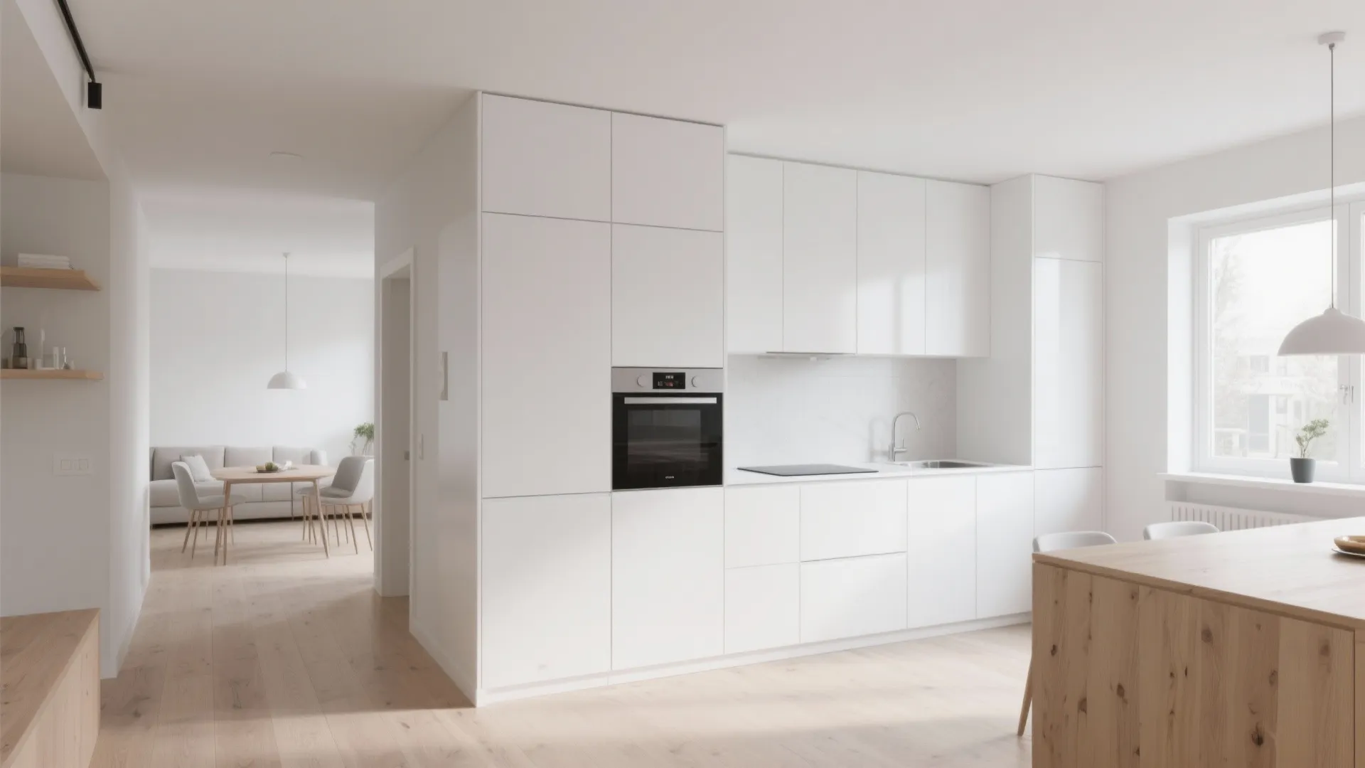 1. Minimalist Kitchen Storage Wall