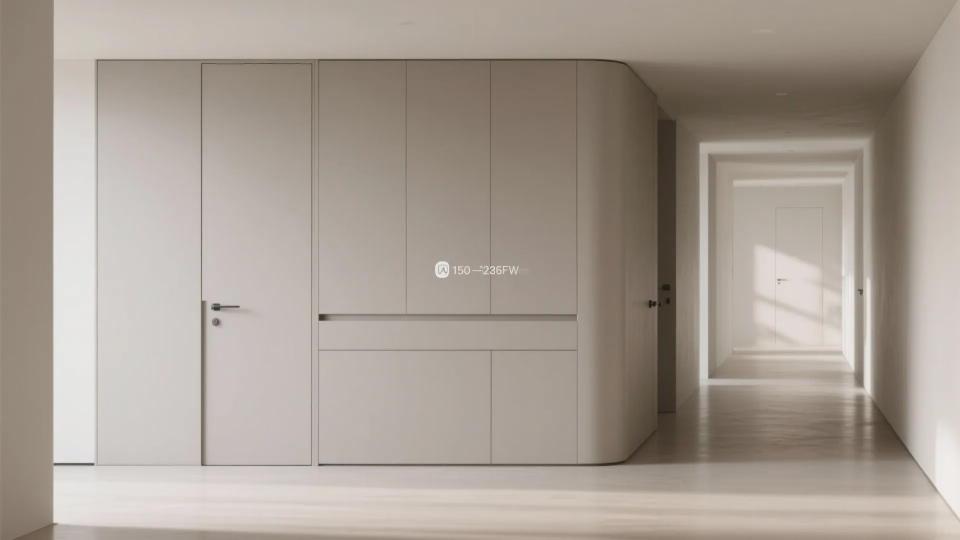 Minimalist storage wall with concealed cabinets