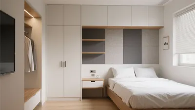 Modern Minimalist Bedroom with Built-In Storage