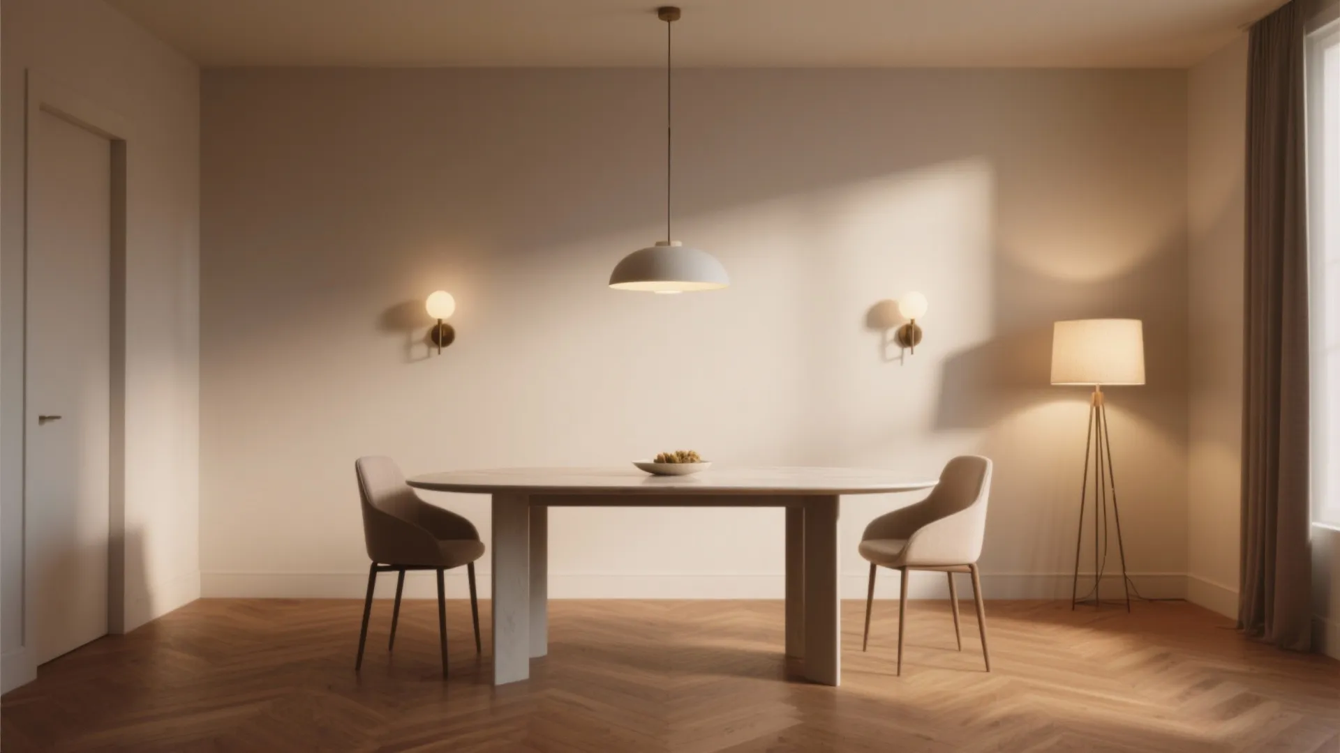1. Minimalist Table + Layered Lighting