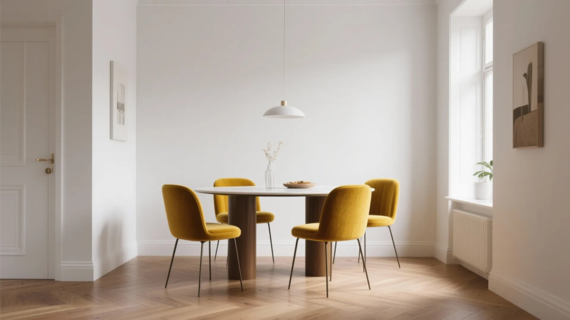 1. Minimalist Tables with Statement Chairs