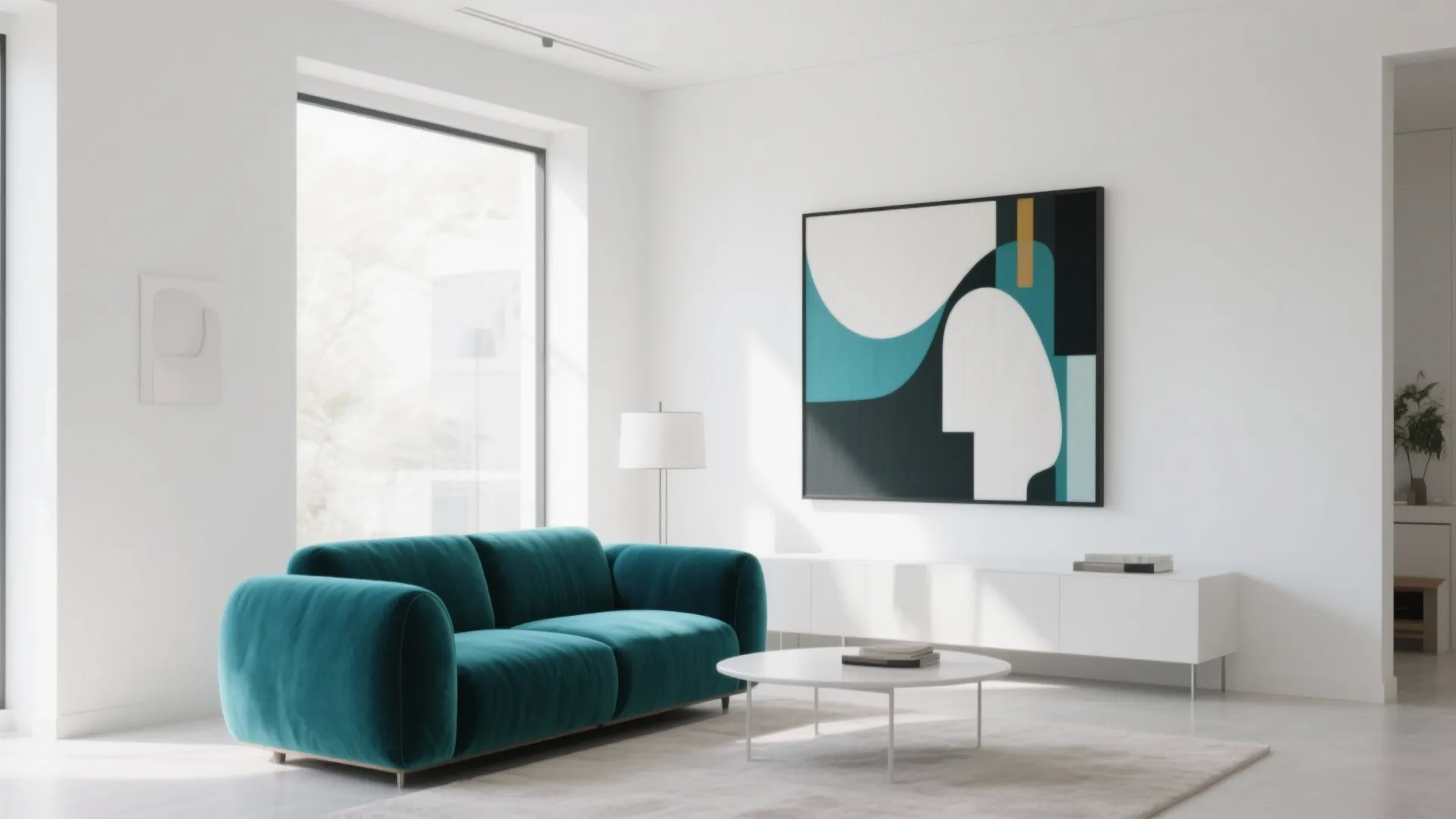 1. Minimalist Backdrop for a Bold Sofa