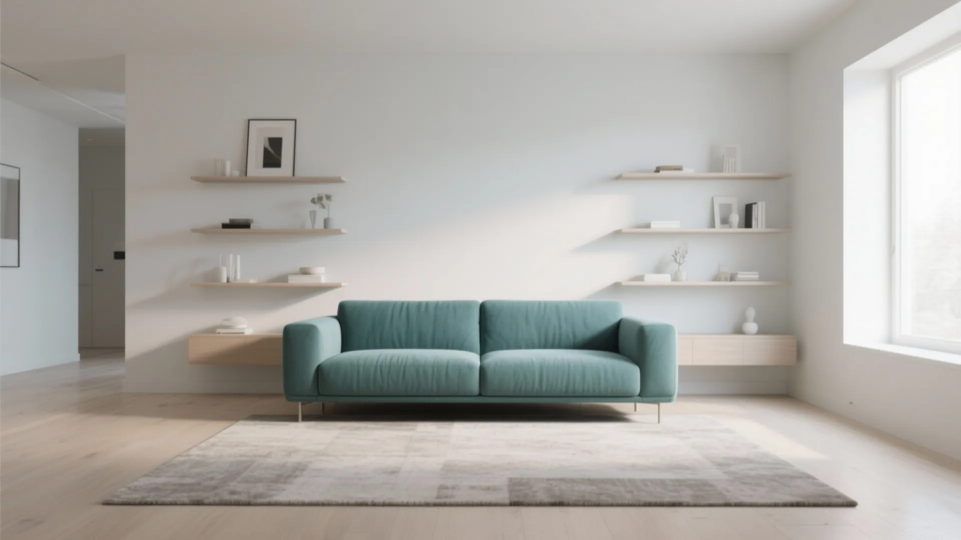1. Minimalist Accents Around a Statement Sofa