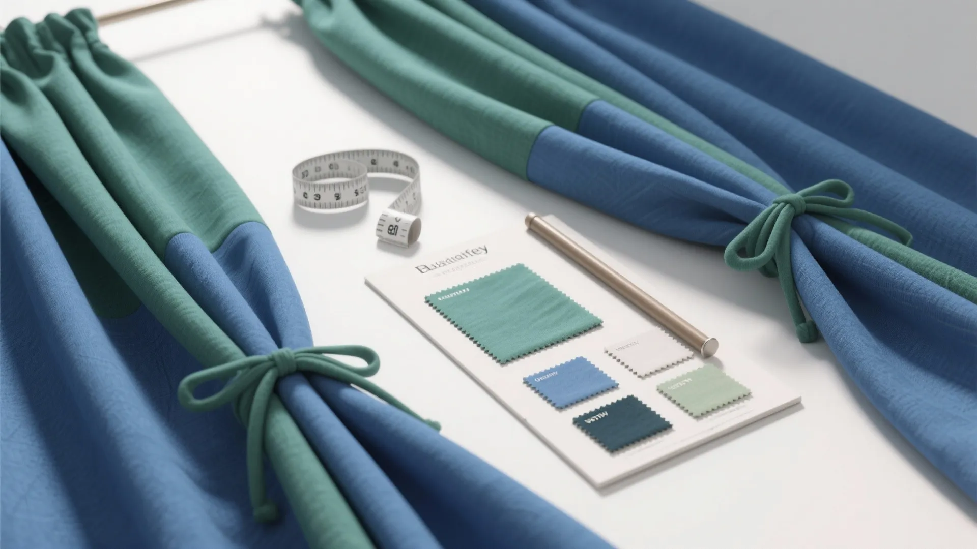 5. Minimalist Block Curtains with Accent Tiebacks