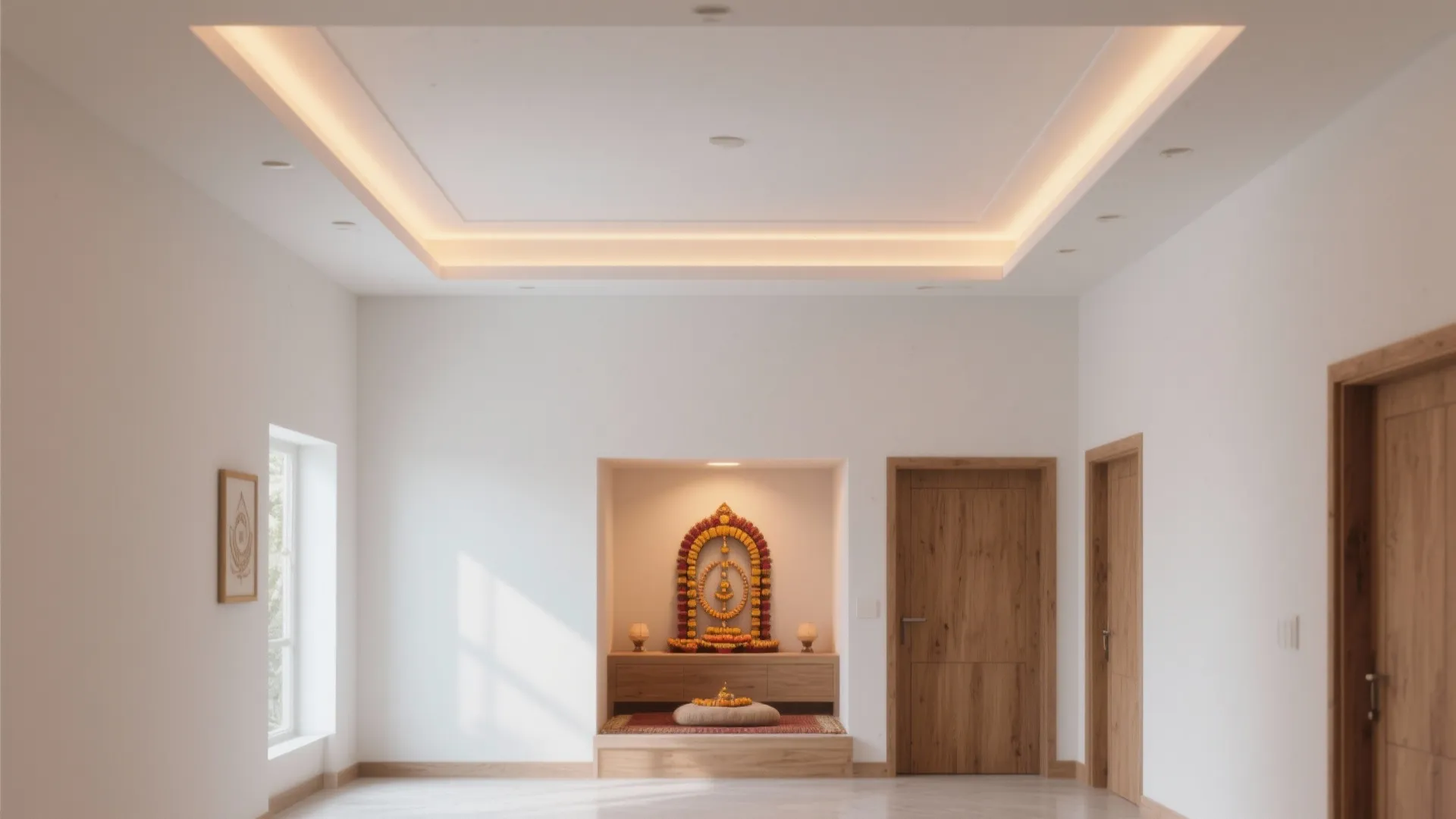 1. Minimalist Tray Ceiling with Soft Lighting