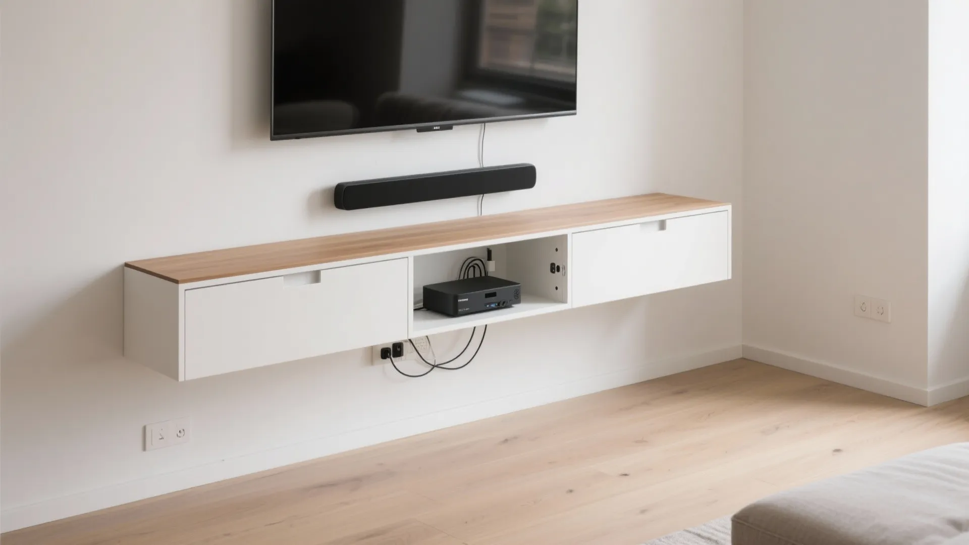 Minimalist Wall-Mounted TV Unit With Hidden Storage