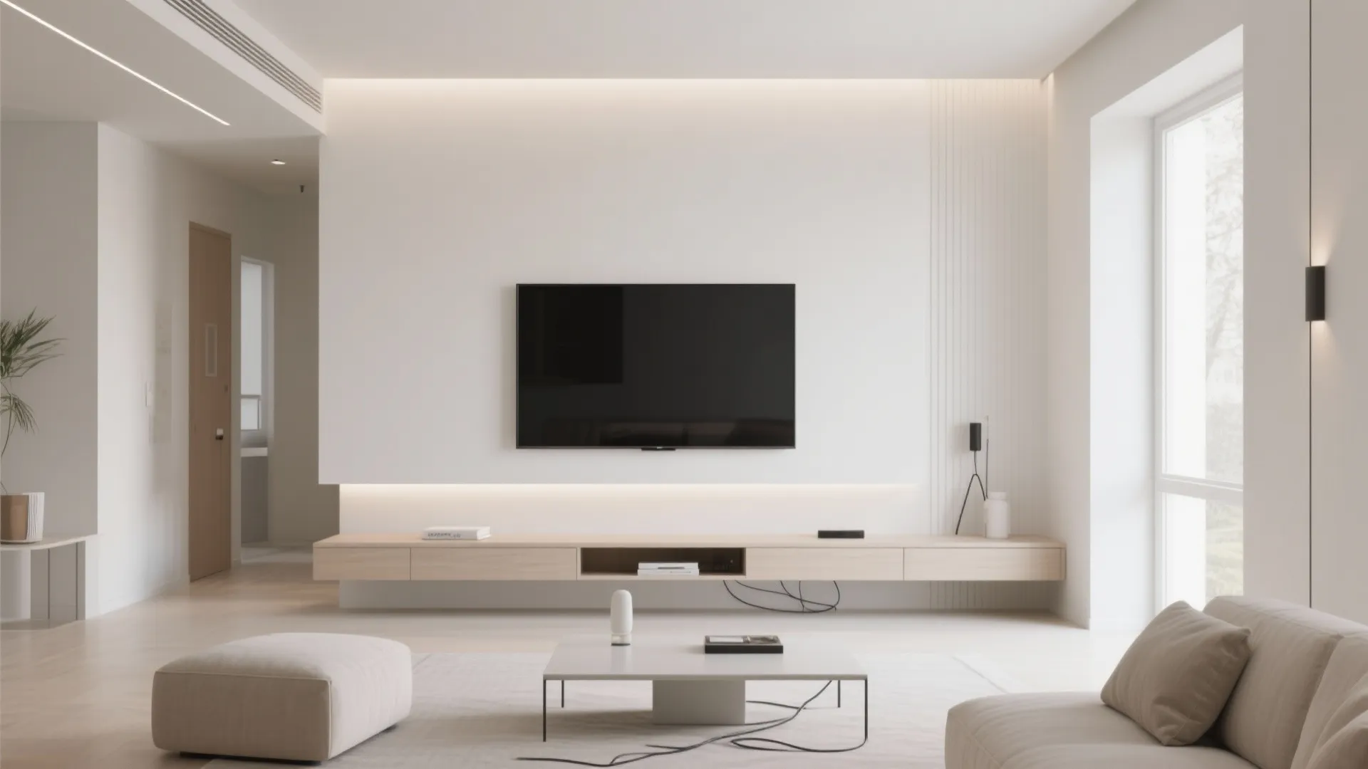 1. Minimalist TV Wall