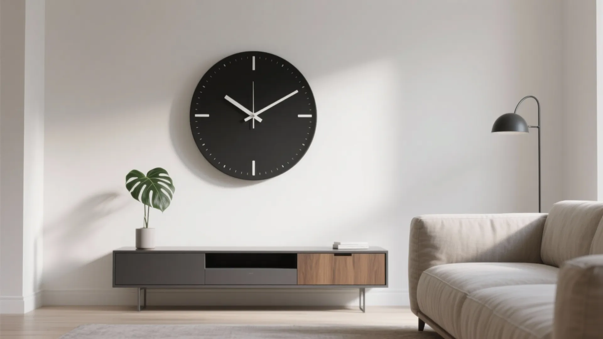 Minimalist Oversized Clock as a Quiet Focal