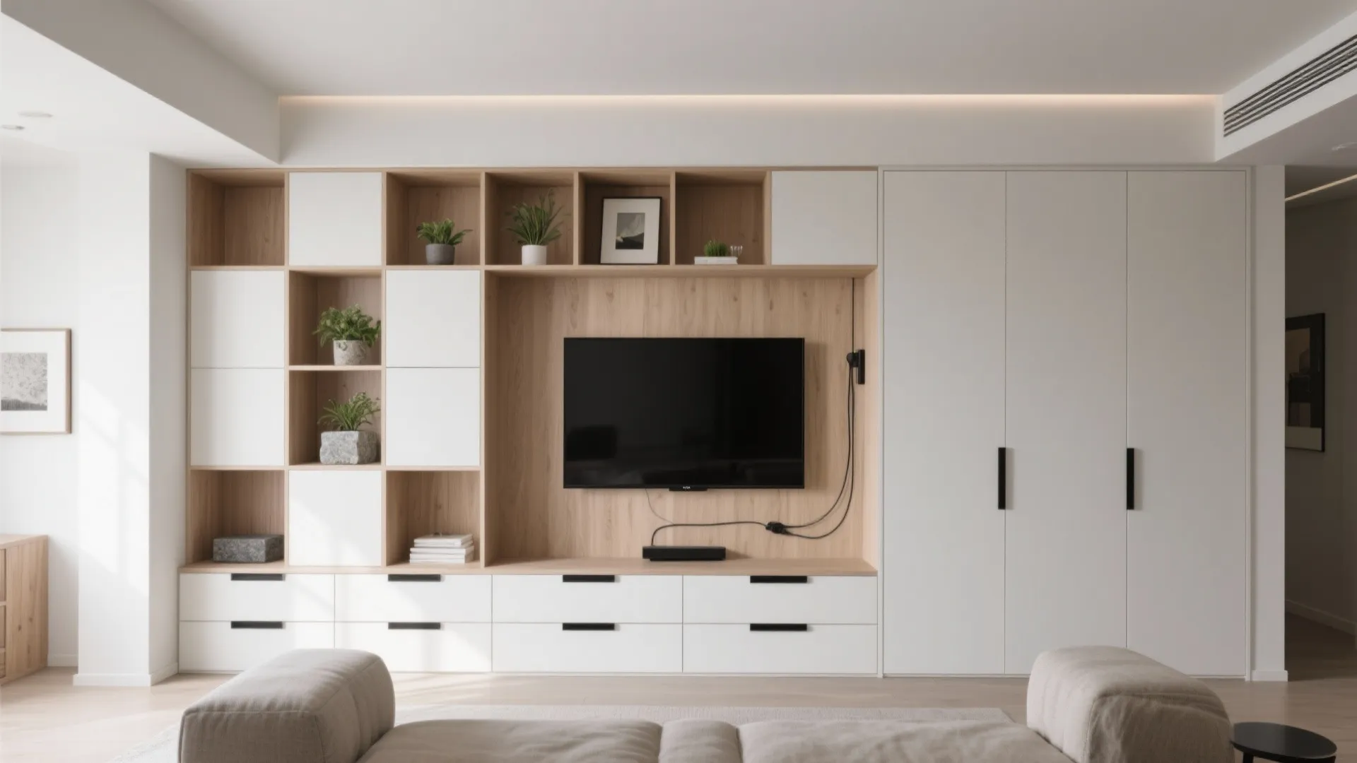 Minimalist modular storage wall