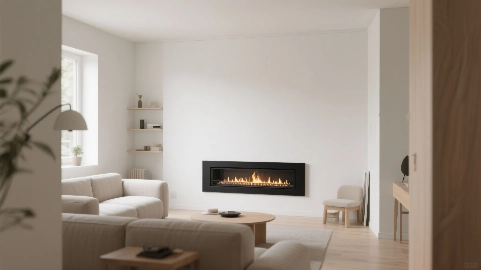 Minimalist Wall-Mounted Fireplace