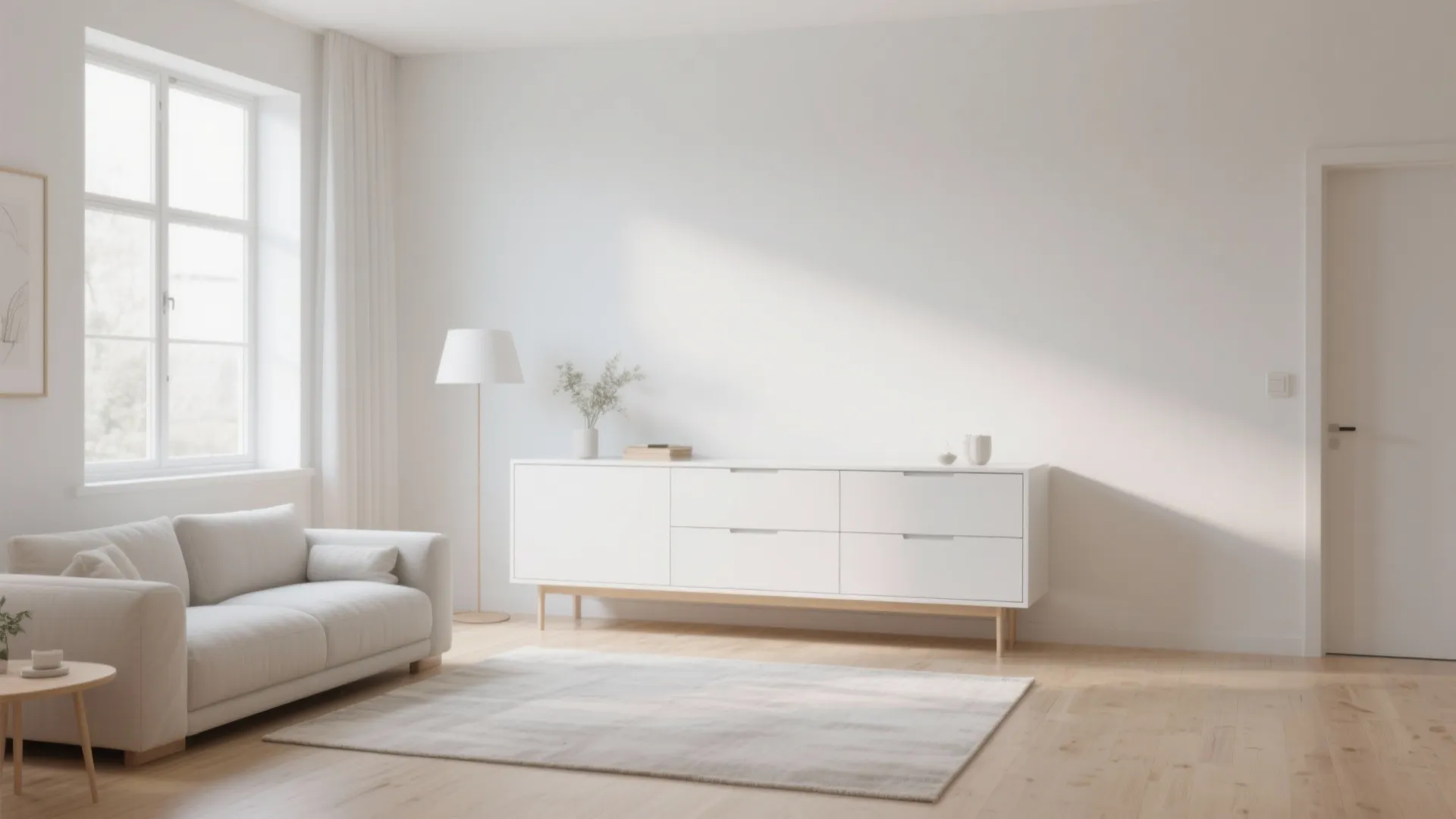 1. Minimalist White Dresser for a Bright Living Room