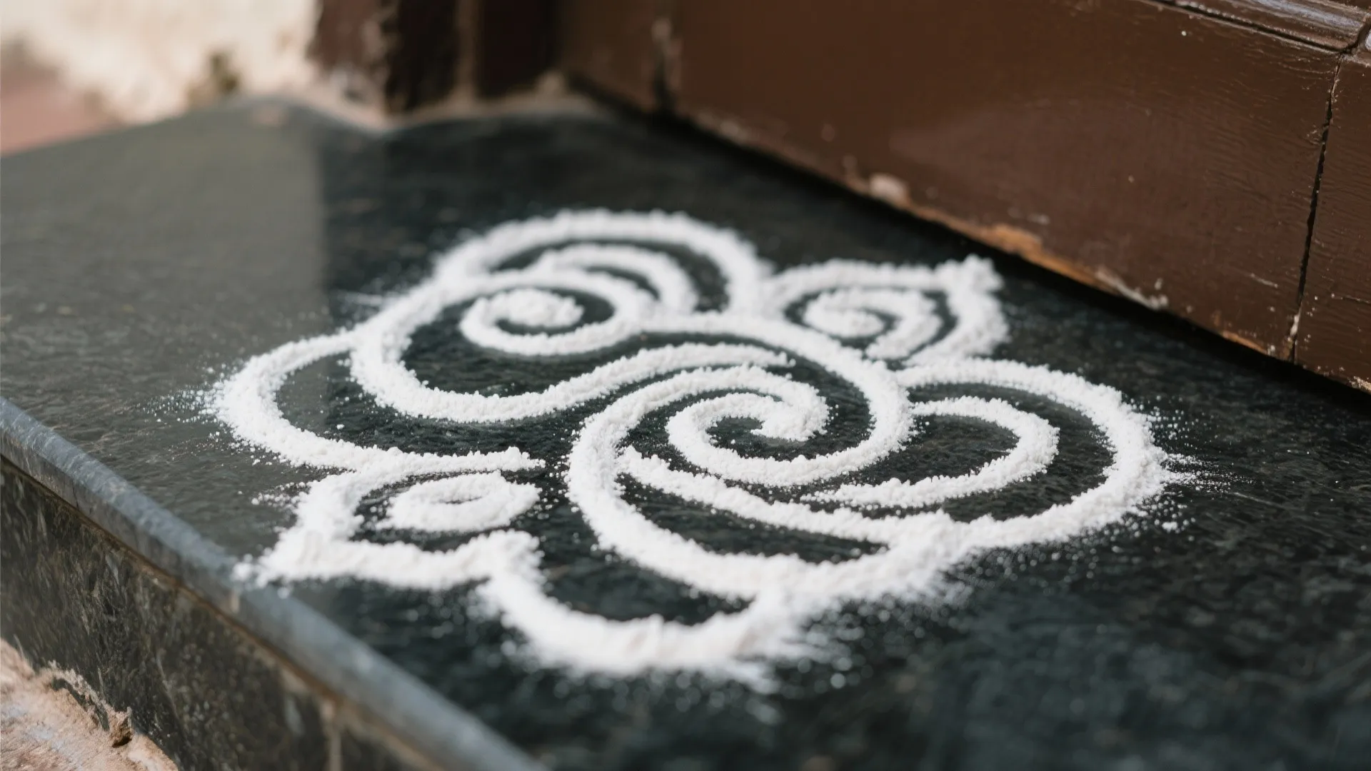 7. Minimalist White Rice Kolam