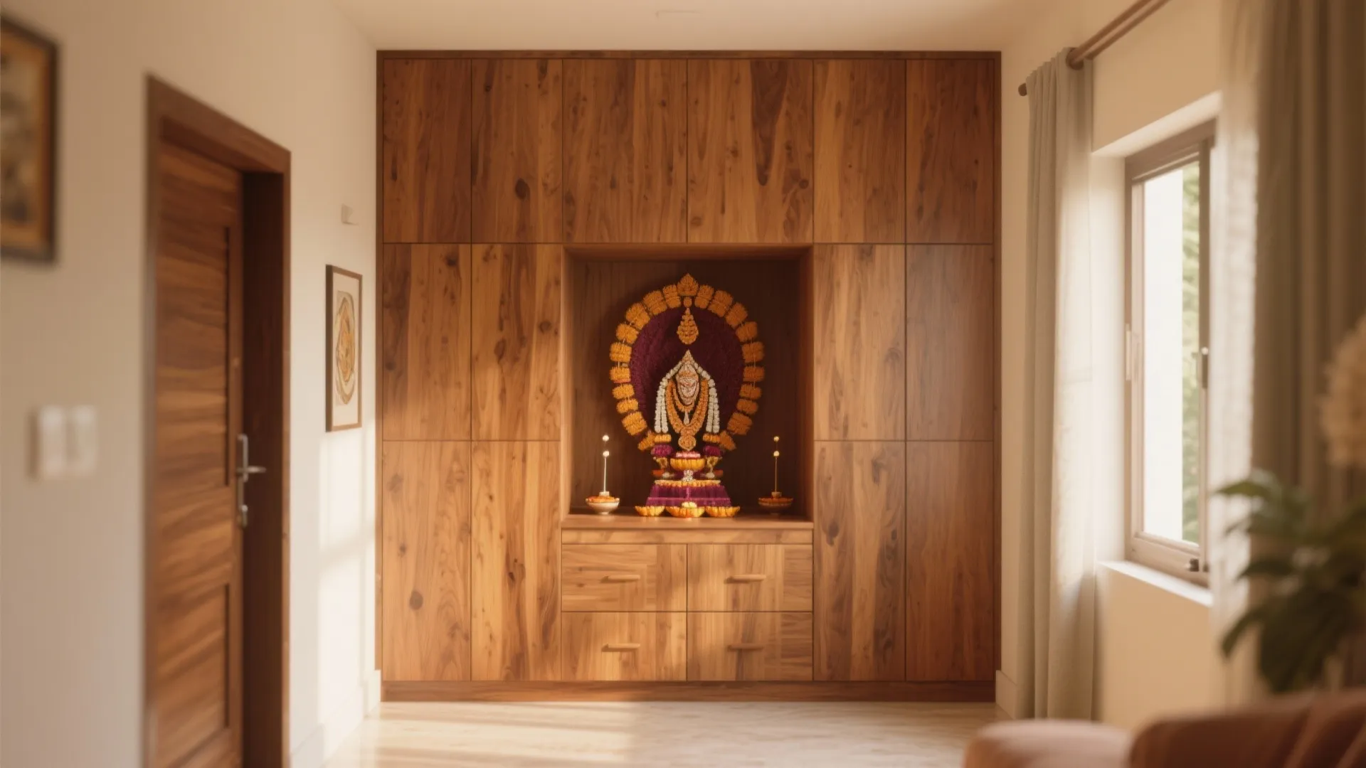 Minimalist Wooden Mandir