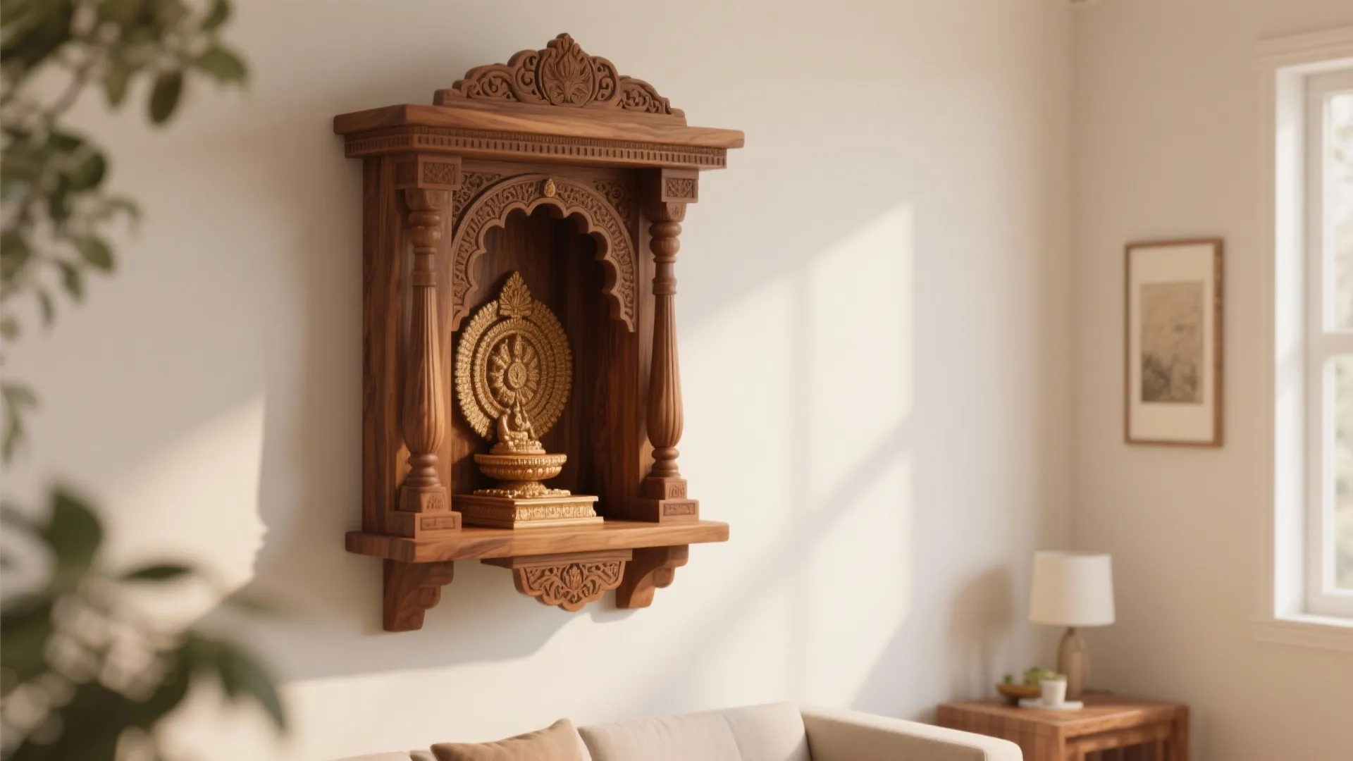 Minimalist Wooden Mandir