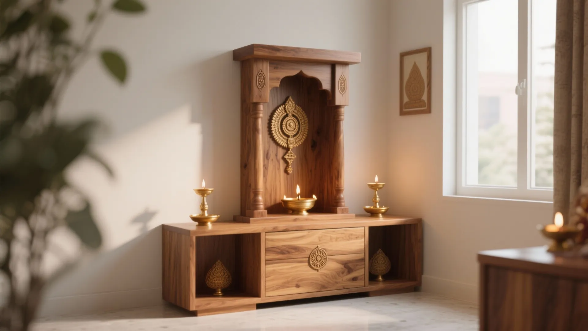 Minimalist Wooden Mandir