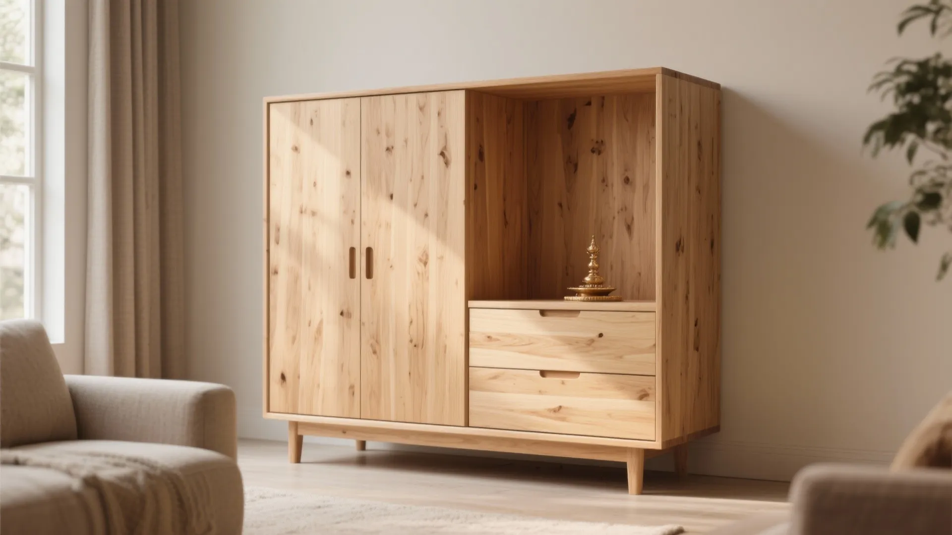 Minimalist Wooden Mandir