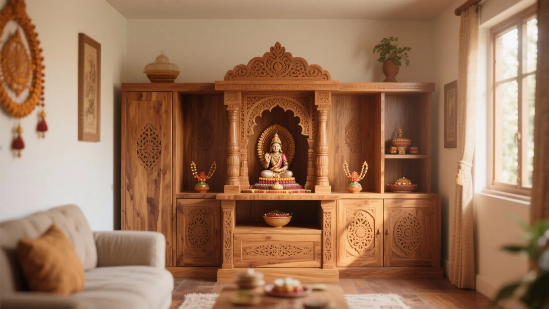 Minimalist Wooden Mandir