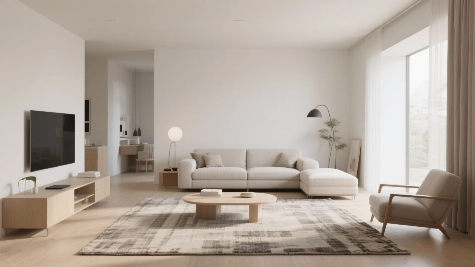 1. Minimalist layout with defined zones