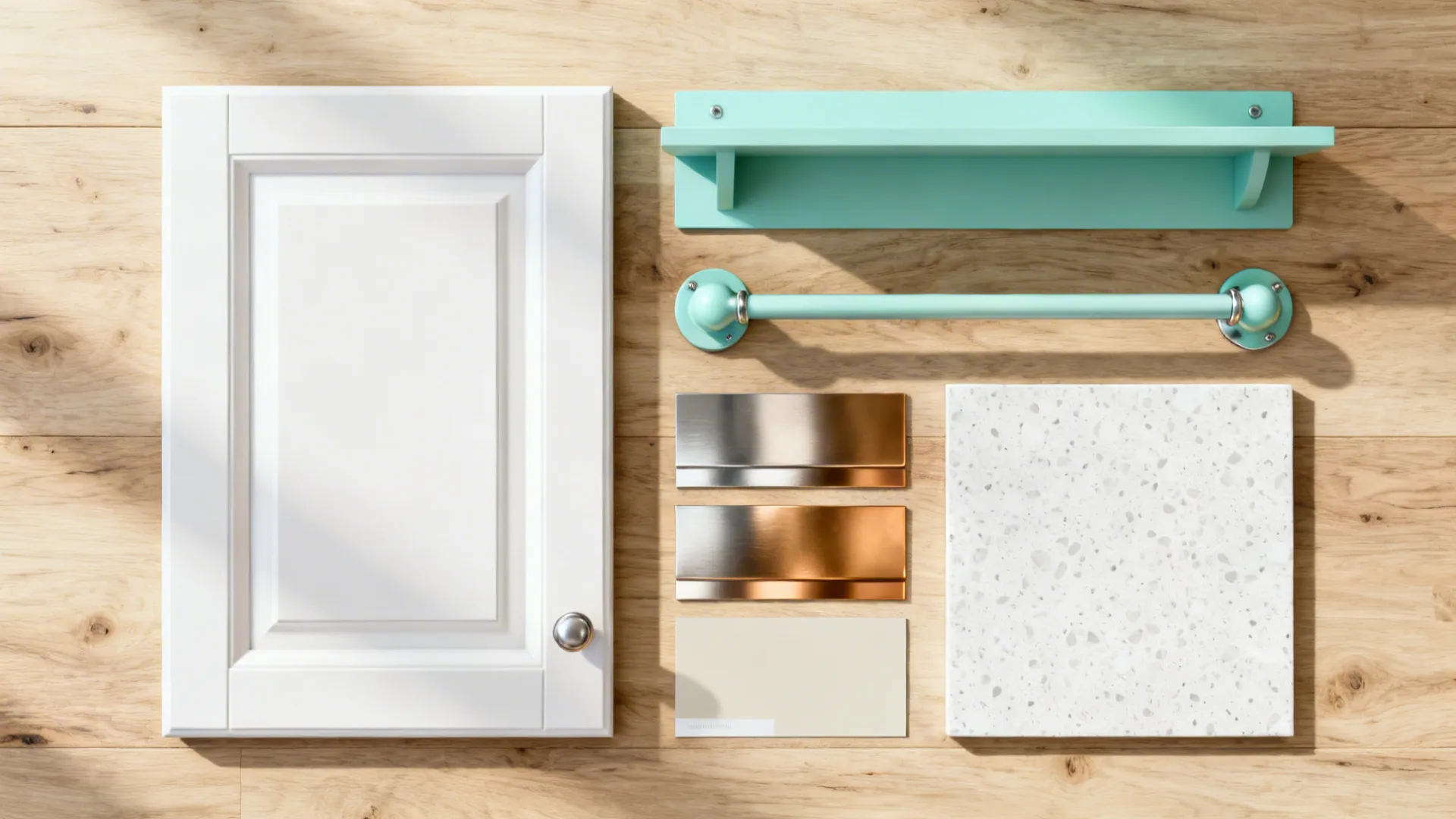 All-White Cabinets with Mint Accents and Hardware