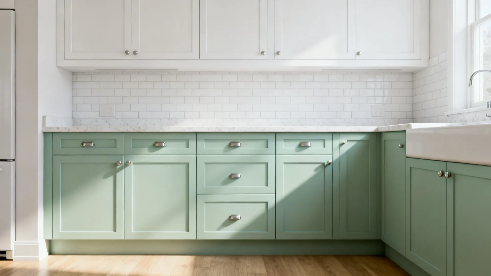 Mint-on-Base, White-on-Top: Calm Contrast